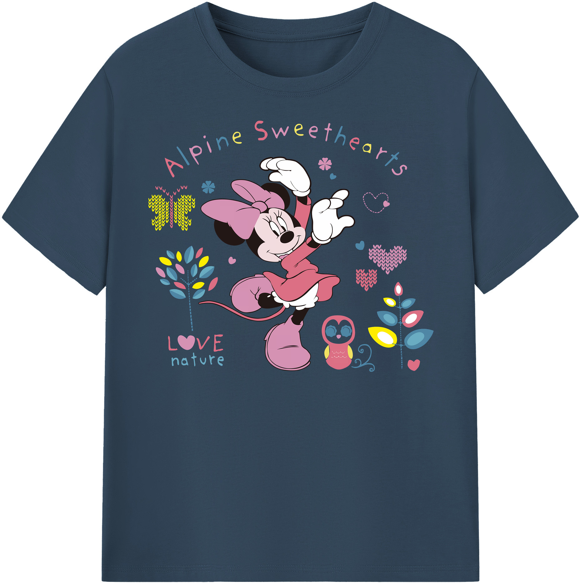 （画像用） ミッキーマウス Mickey Mouse レディースカジュアルプリントTシャツ（綿100％）