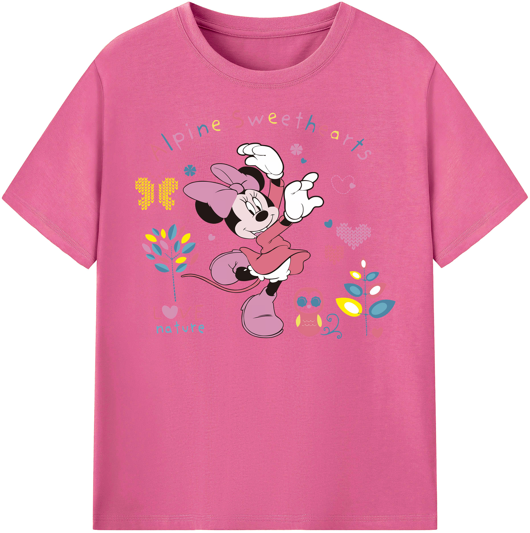 （画像用） ミッキーマウス Mickey Mouse レディースカジュアルプリントTシャツ（綿100％）