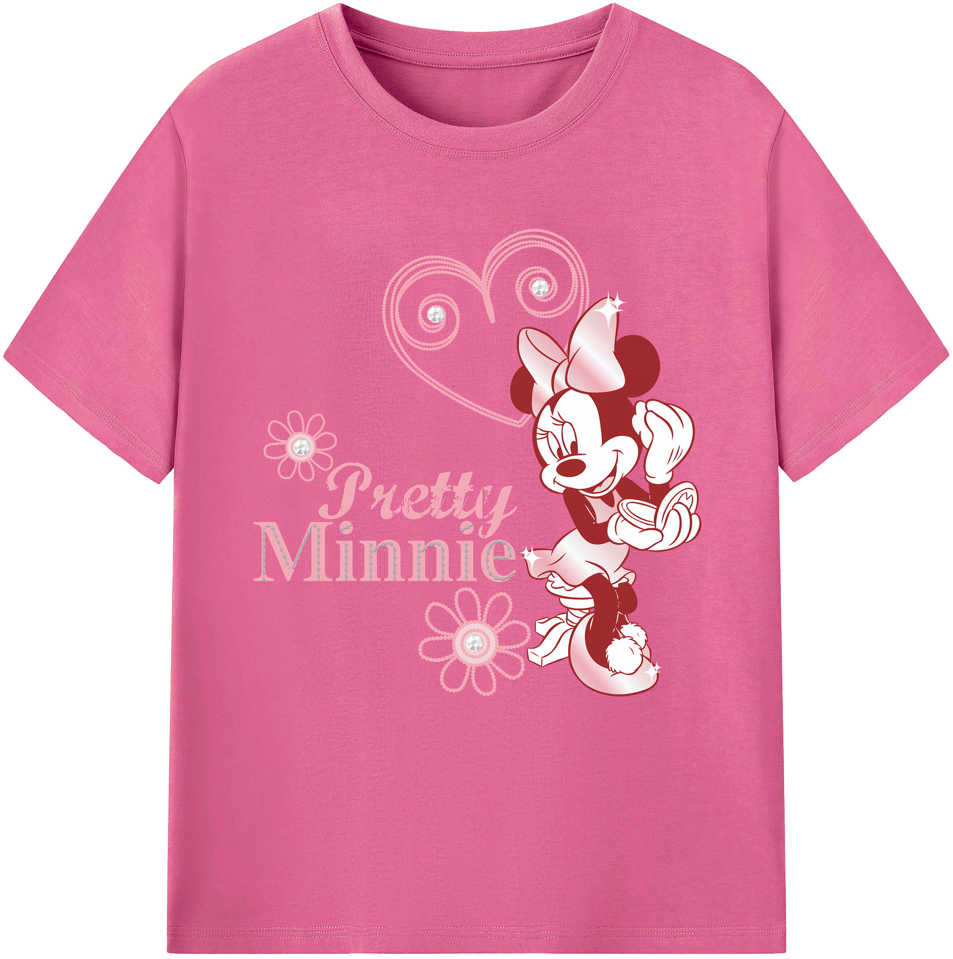 （画像用） ミッキーマウス Mickey Mouse レディースカジュアルプリントTシャツ（綿100％）