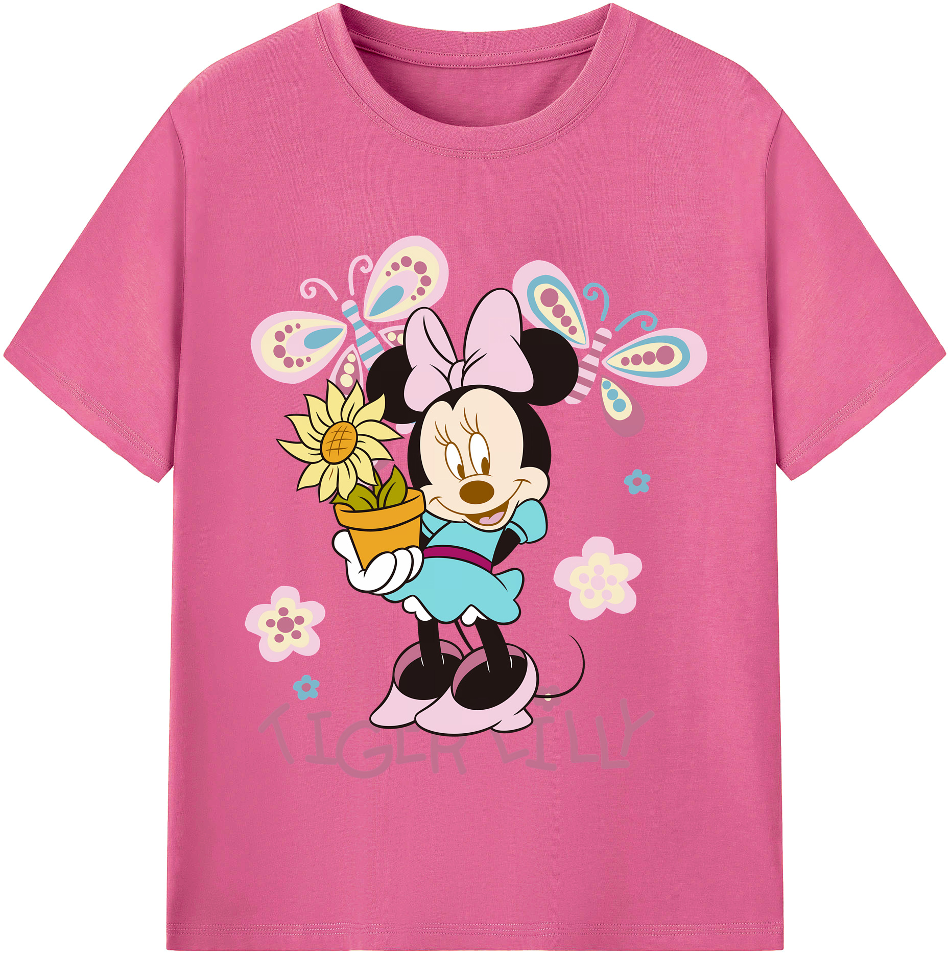 （画像用） ミッキーマウス Mickey Mouse レディースカジュアルプリントTシャツ（綿100％）