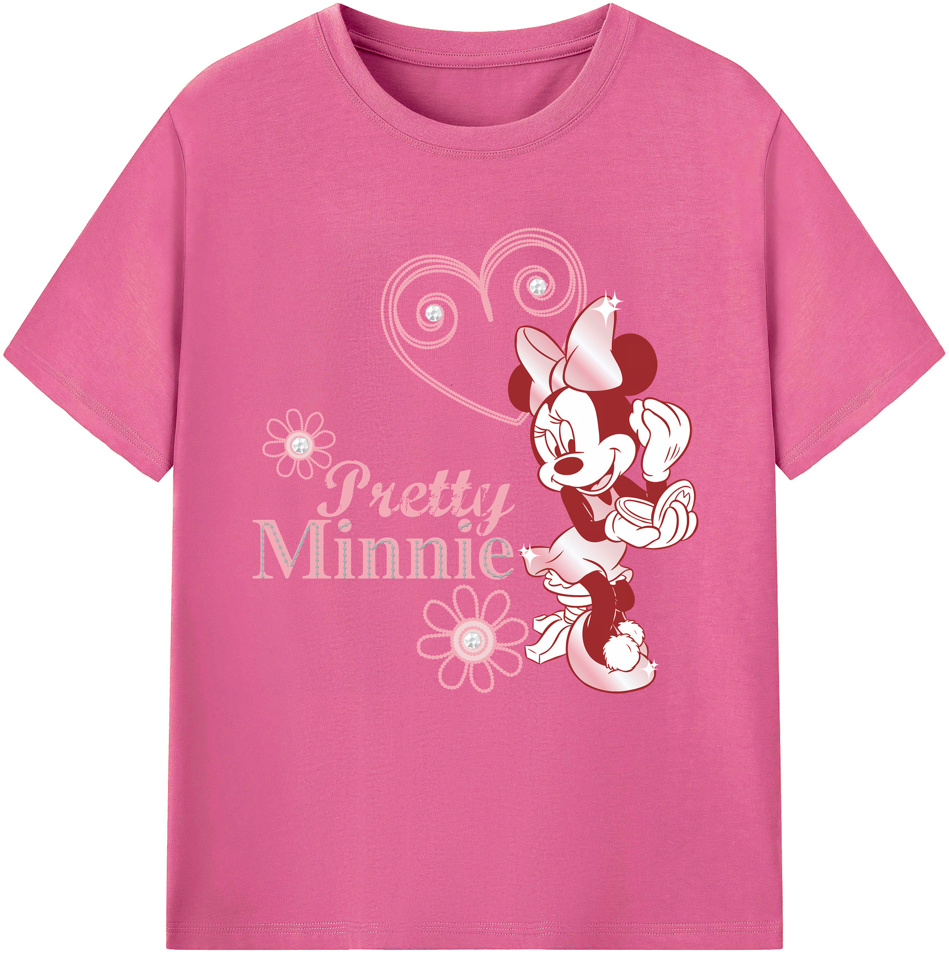 （画像用） ミッキーマウス Mickey Mouse レディースカジュアルプリントTシャツ（綿100％）