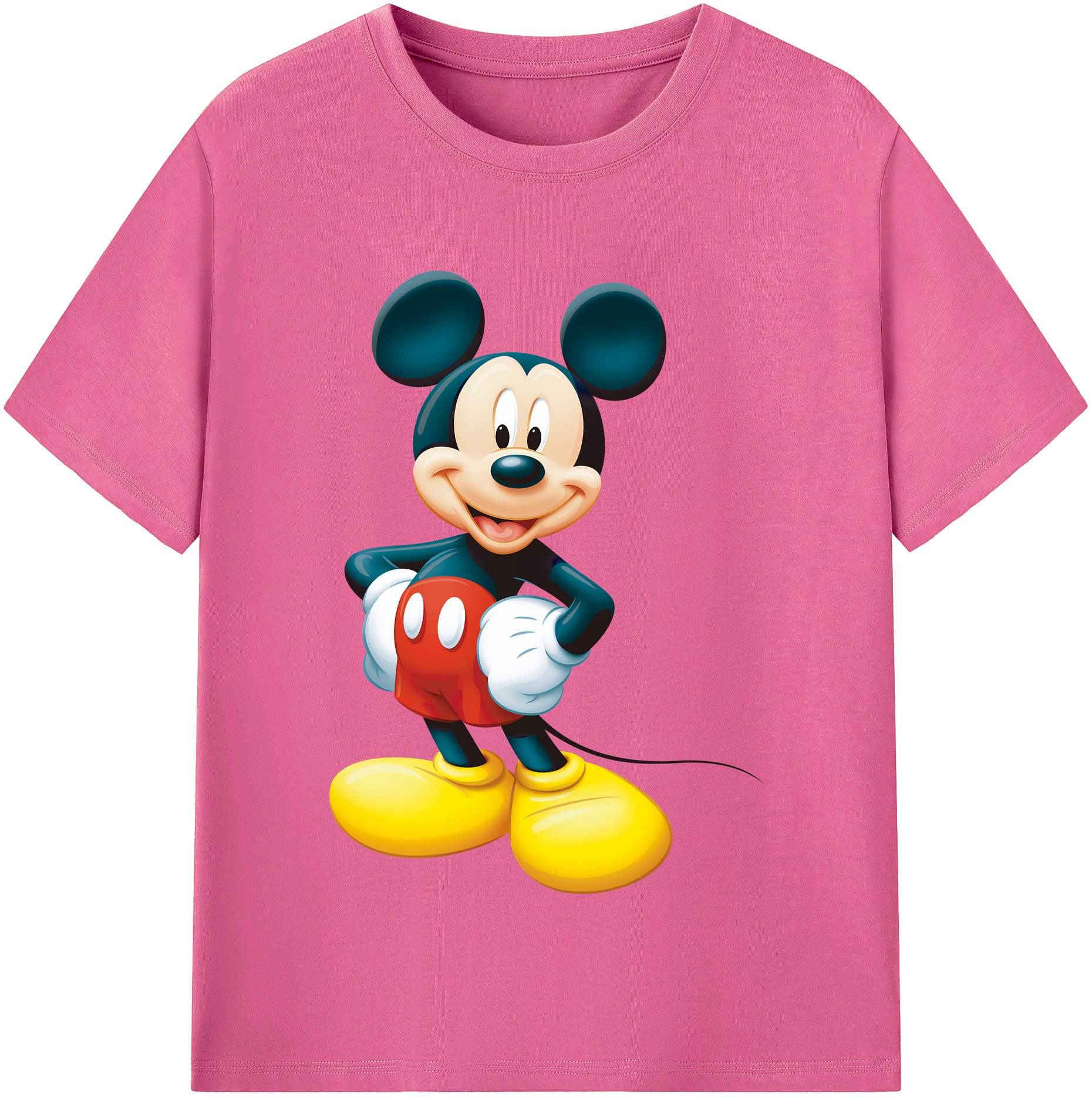 （画像用） ミッキーマウス Mickey Mouse レディースカジュアルプリントTシャツ（綿100％）