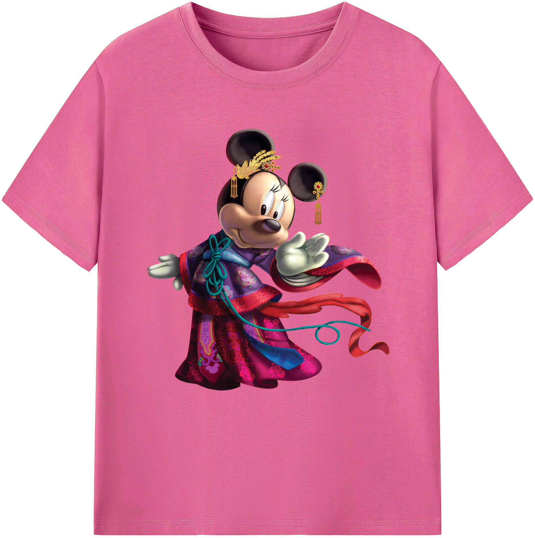 （画像用） ミッキーマウス Mickey Mouse レディースカジュアルプリントTシャツ（綿100％）