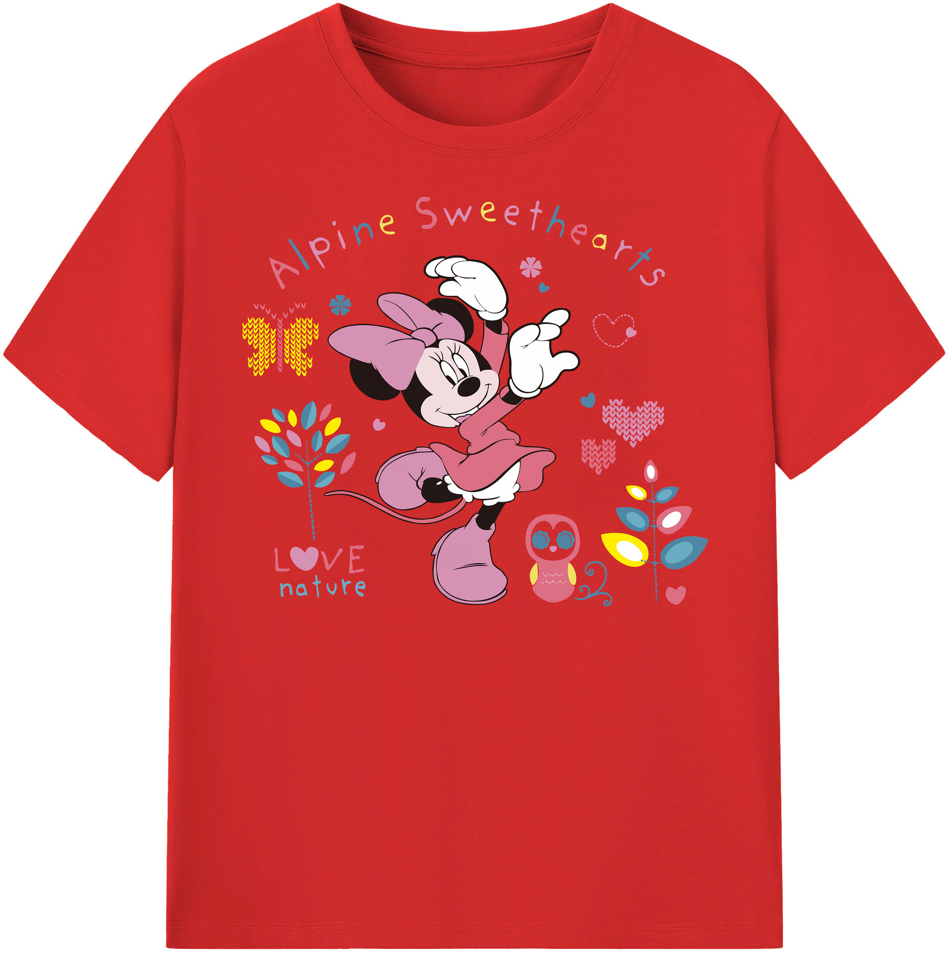 （画像用） ミッキーマウス Mickey Mouse レディースカジュアルプリントTシャツ（綿100％）