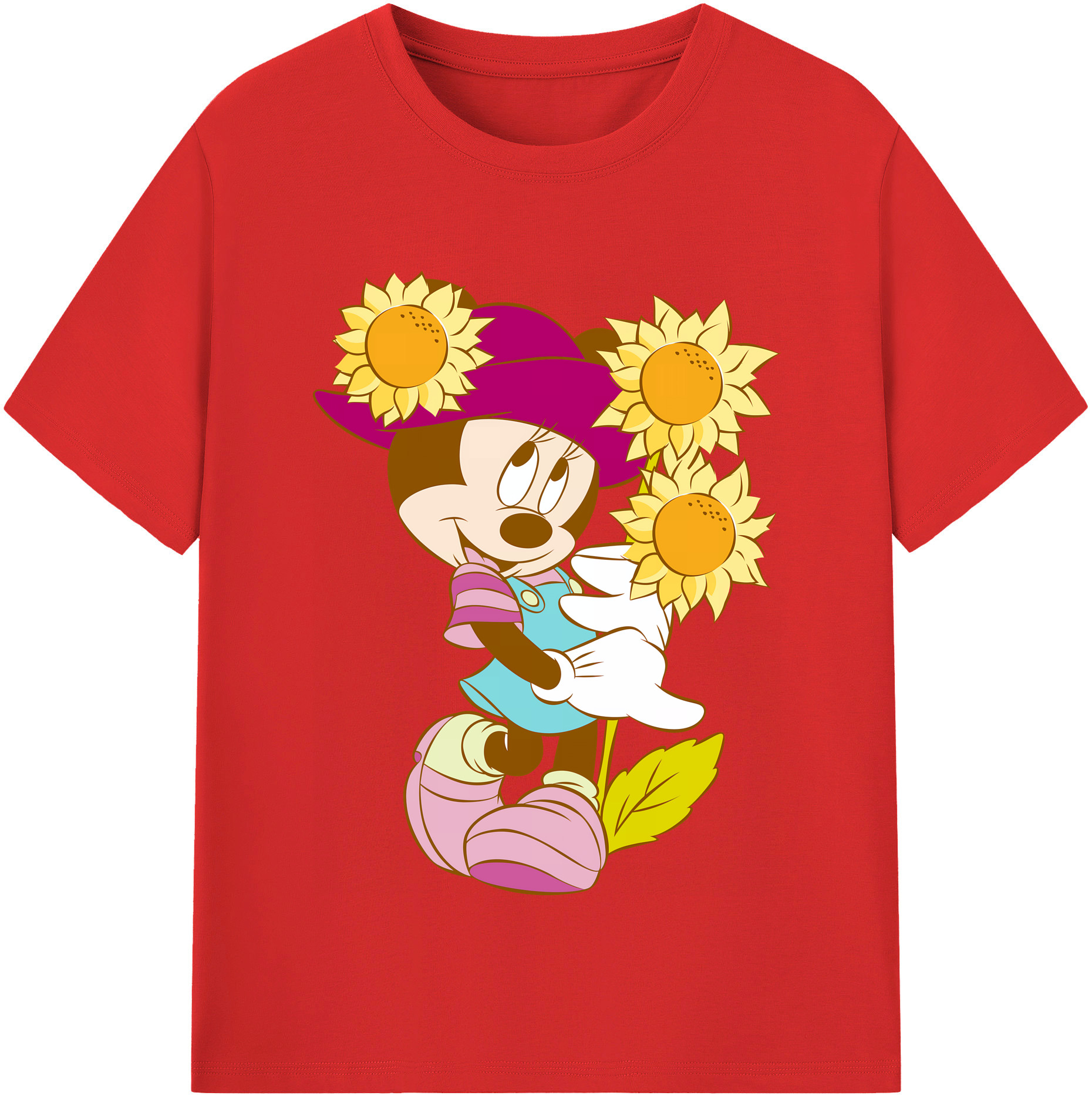 （画像用） ミッキーマウス Mickey Mouse レディースカジュアルプリントTシャツ（綿100％）