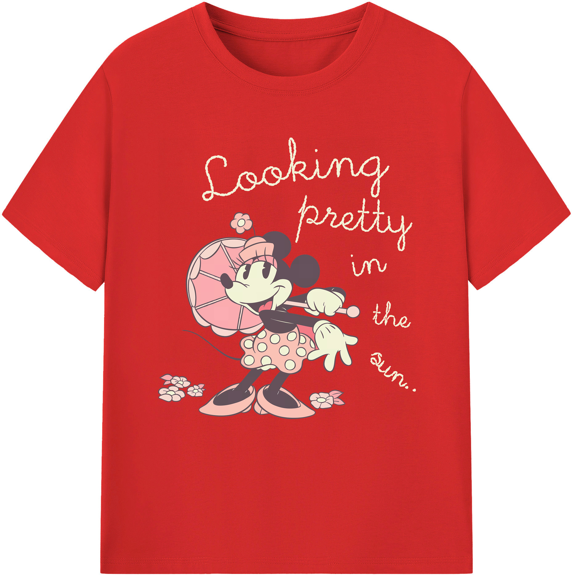 （画像用） ミッキーマウス Mickey Mouse レディースカジュアルプリントTシャツ（綿100％）