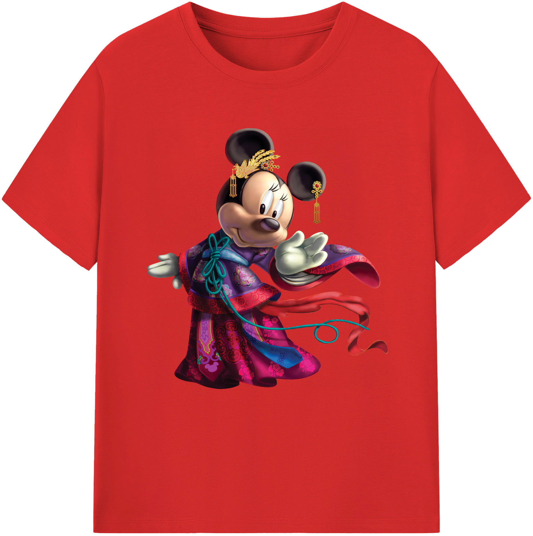 （画像用） ミッキーマウス Mickey Mouse レディースカジュアルプリントTシャツ（綿100％）