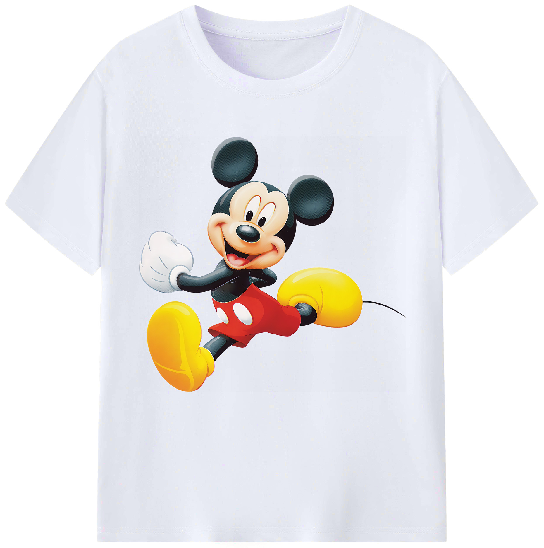 （画像用） ミッキーマウス Mickey Mouse レディースカジュアルプリントTシャツ（綿100％）