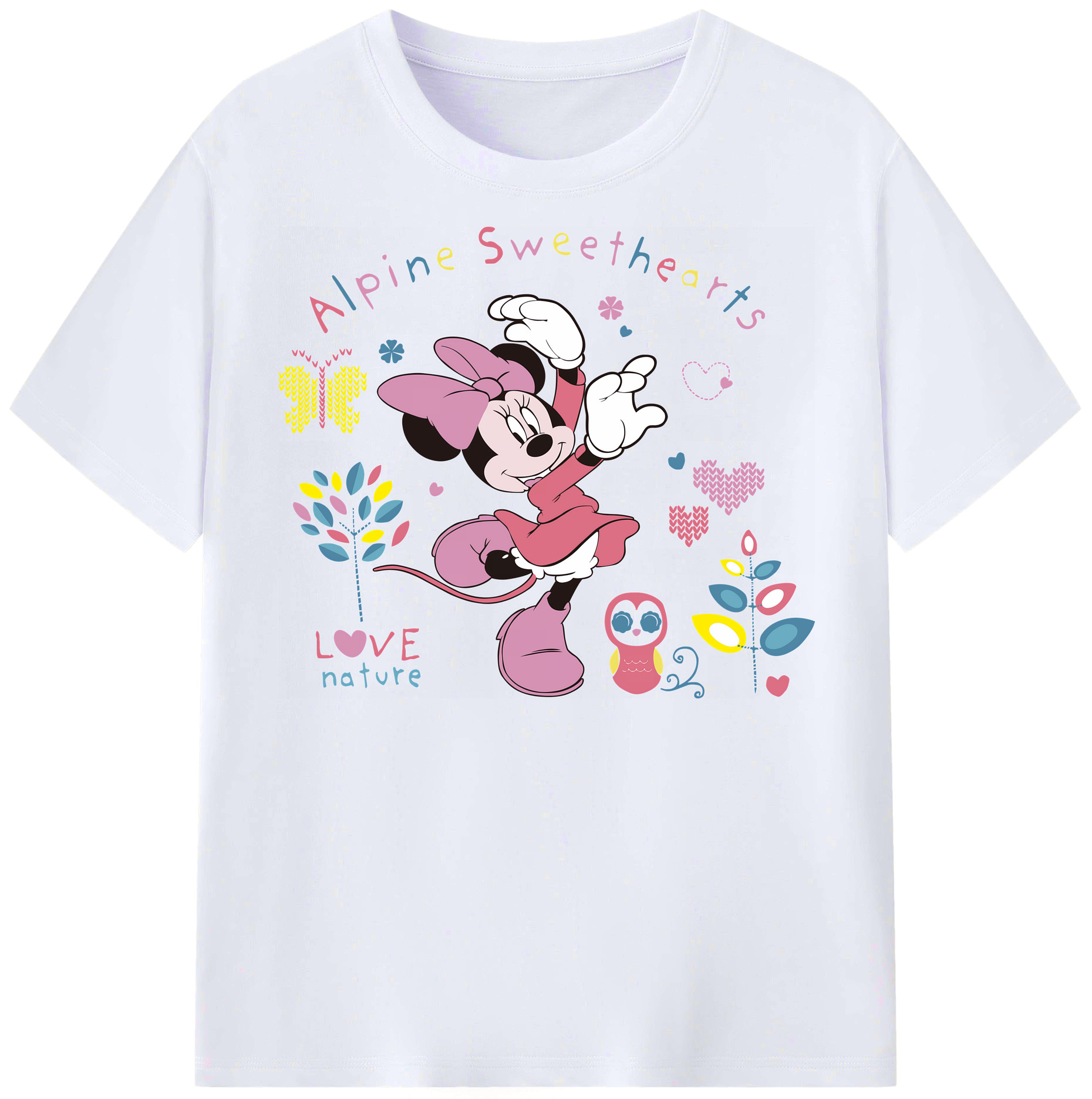 （画像用） ミッキーマウス Mickey Mouse レディースカジュアルプリントTシャツ（綿100％）
