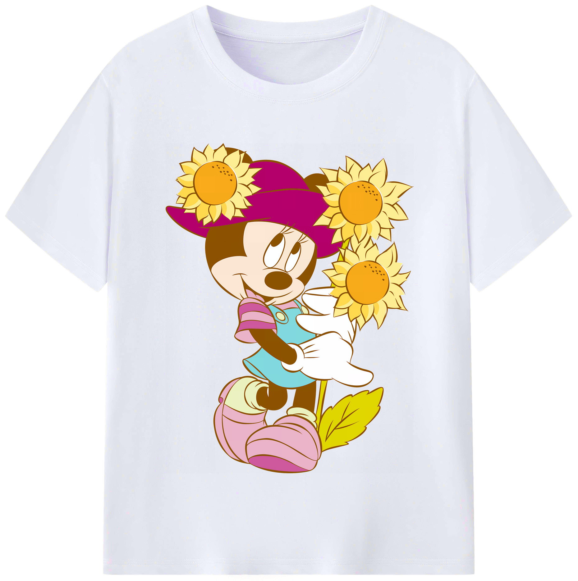 （画像用） ミッキーマウス Mickey Mouse レディースカジュアルプリントTシャツ（綿100％）