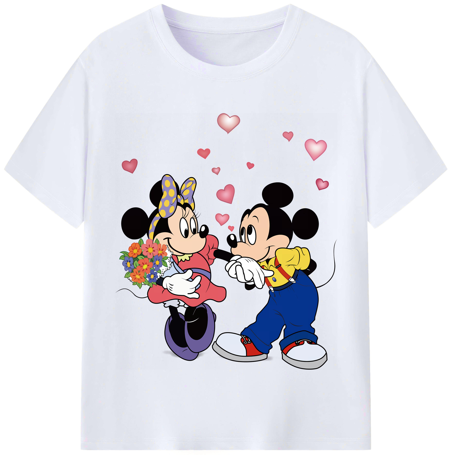 （画像用） ミッキーマウス Mickey Mouse レディースカジュアルプリントTシャツ（綿100％）