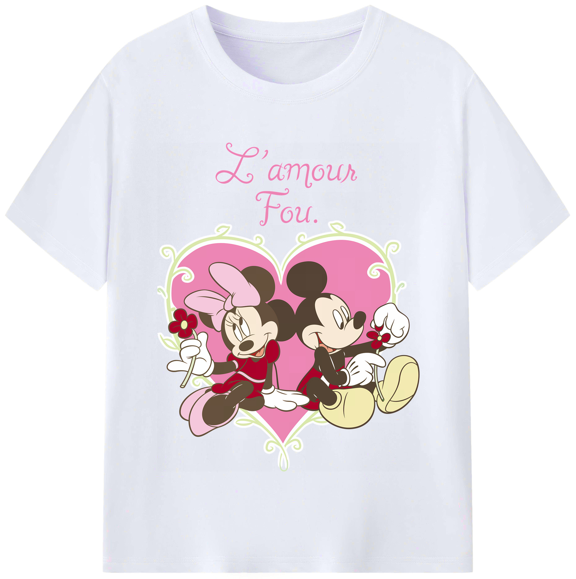 （画像用） ミッキーマウス Mickey Mouse レディースカジュアルプリントTシャツ（綿100％）