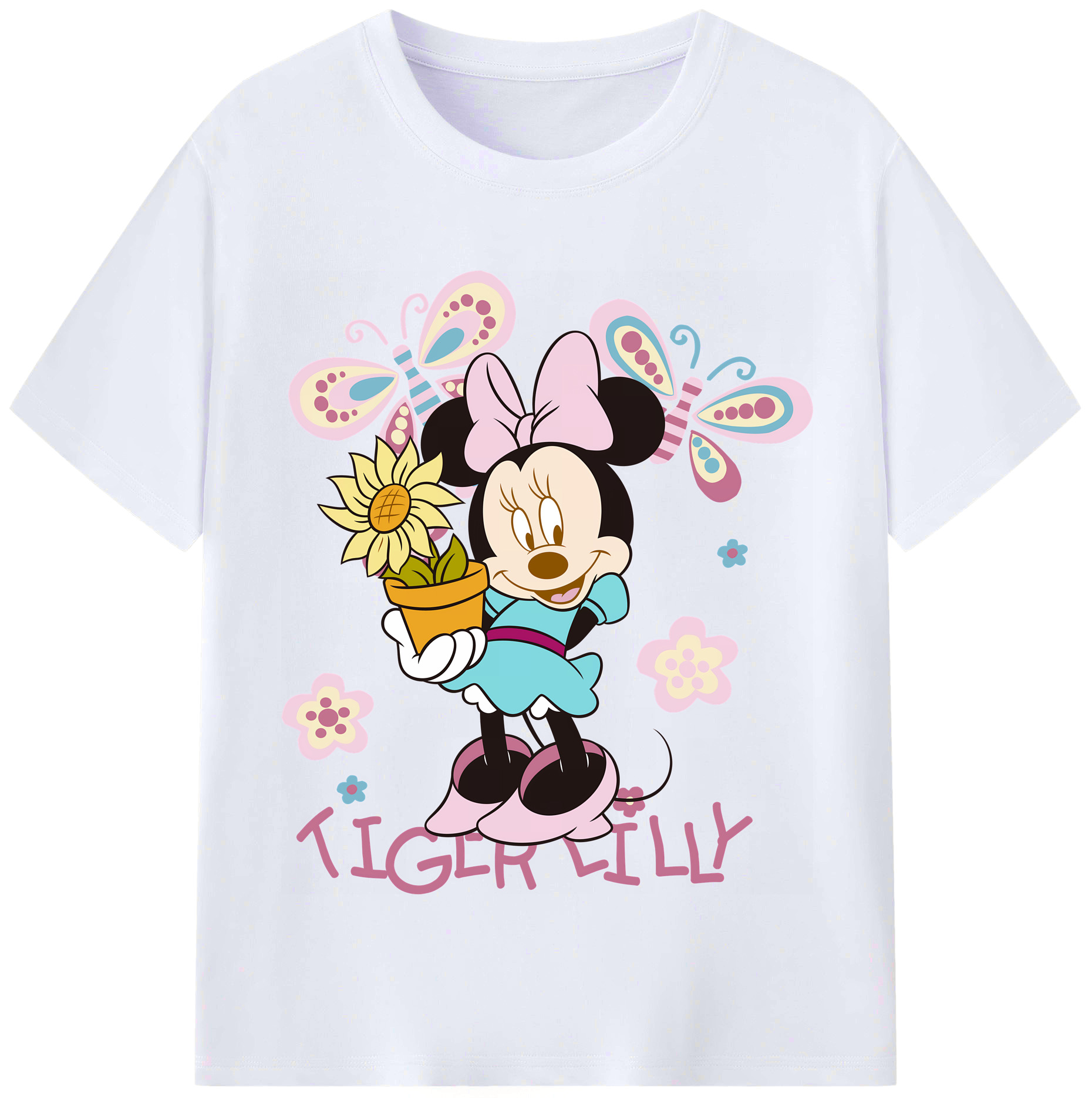 （画像用） ミッキーマウス Mickey Mouse レディースカジュアルプリントTシャツ（綿100％）