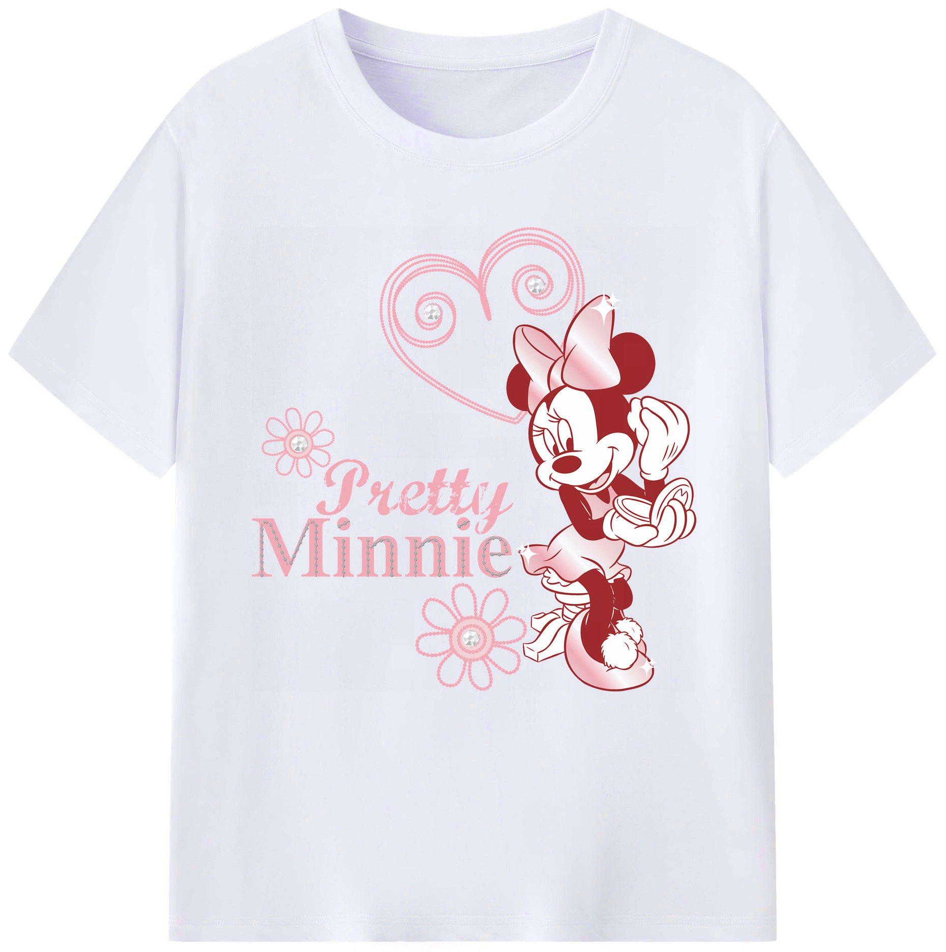 （画像用） ミッキーマウス Mickey Mouse レディースカジュアルプリントTシャツ（綿100％）