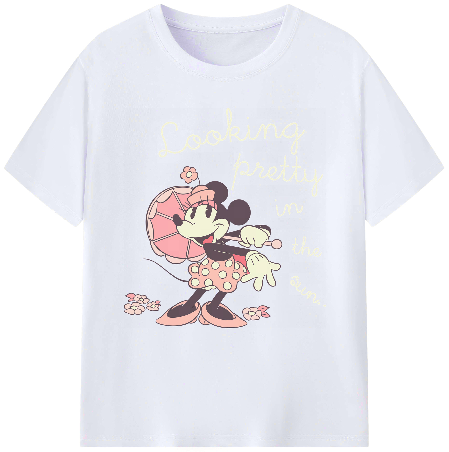 （画像用） ミッキーマウス Mickey Mouse レディースカジュアルプリントTシャツ（綿100％）