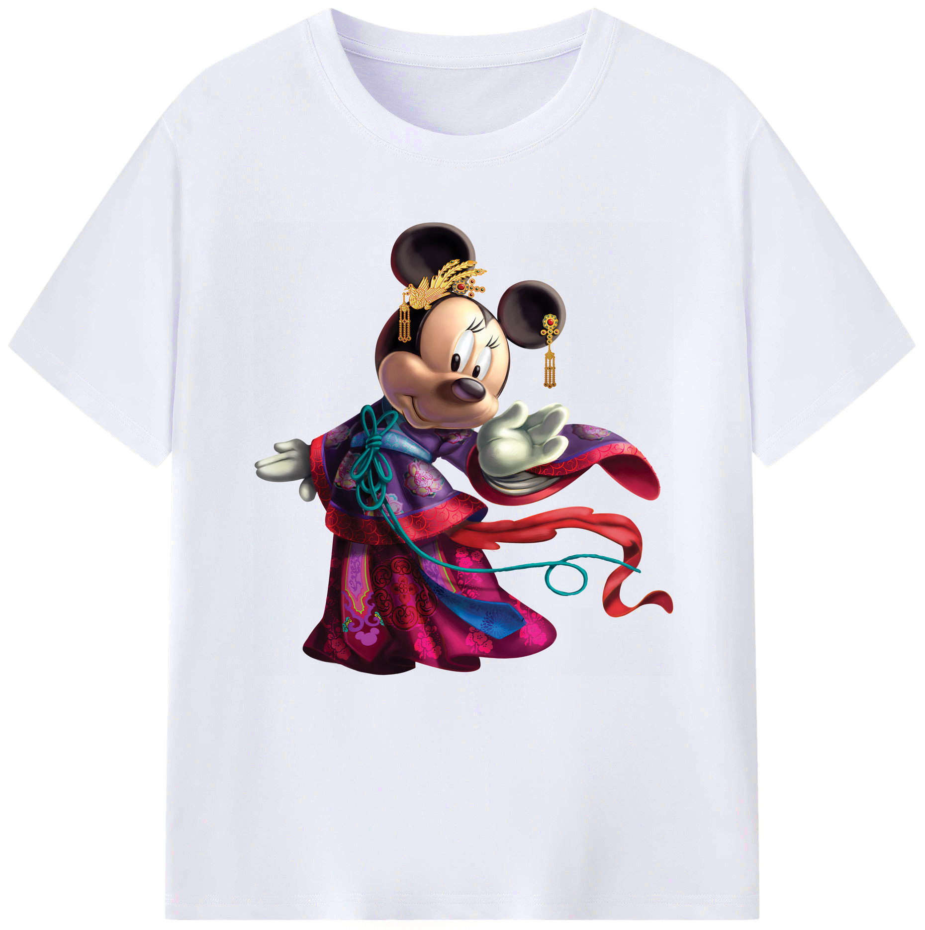 （画像用） ミッキーマウス Mickey Mouse レディースカジュアルプリントTシャツ（綿100％）