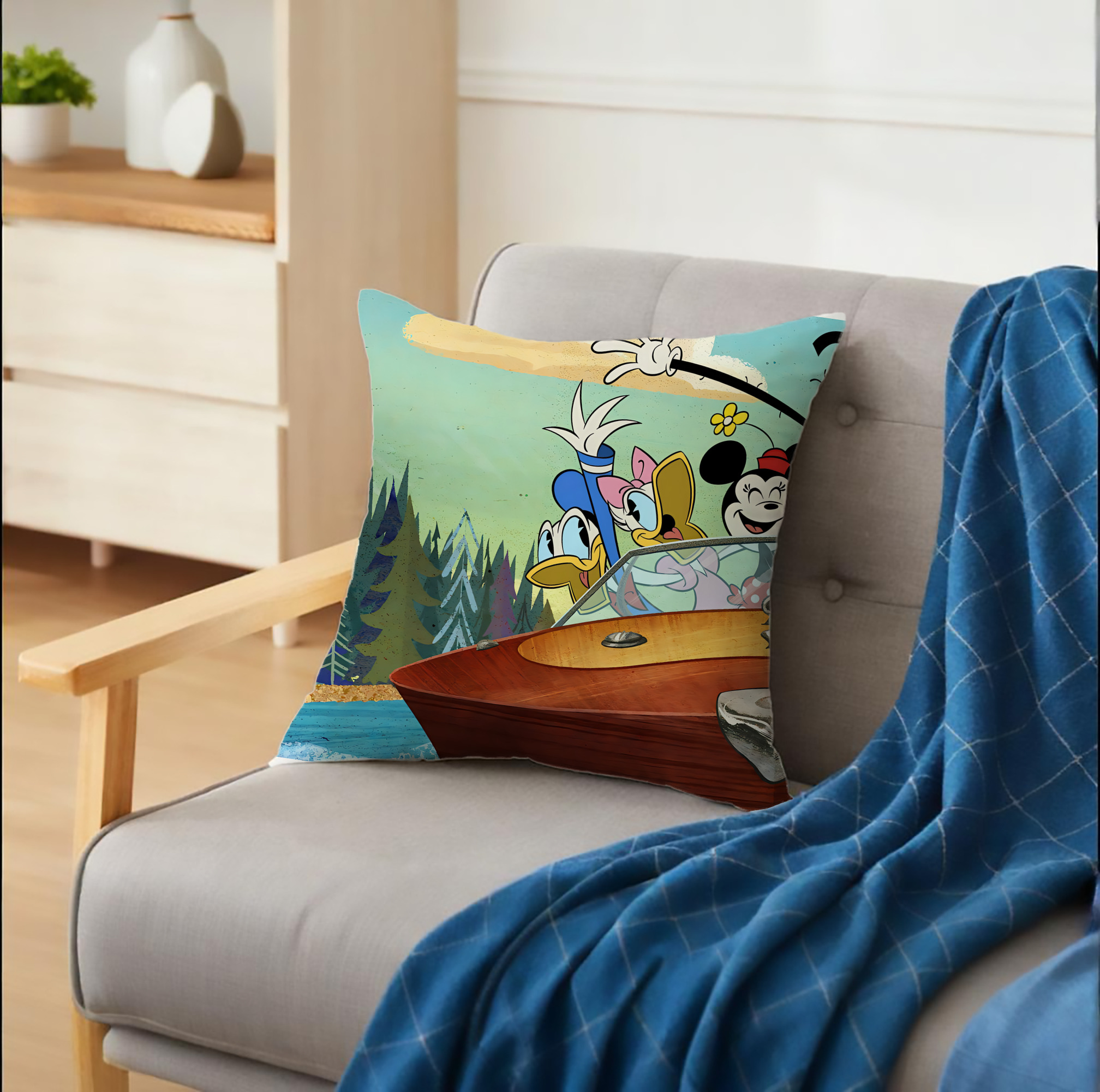 ミッキーマウス Mickey Mouse クッションカバー＆本体セット（ポリエステル素材）