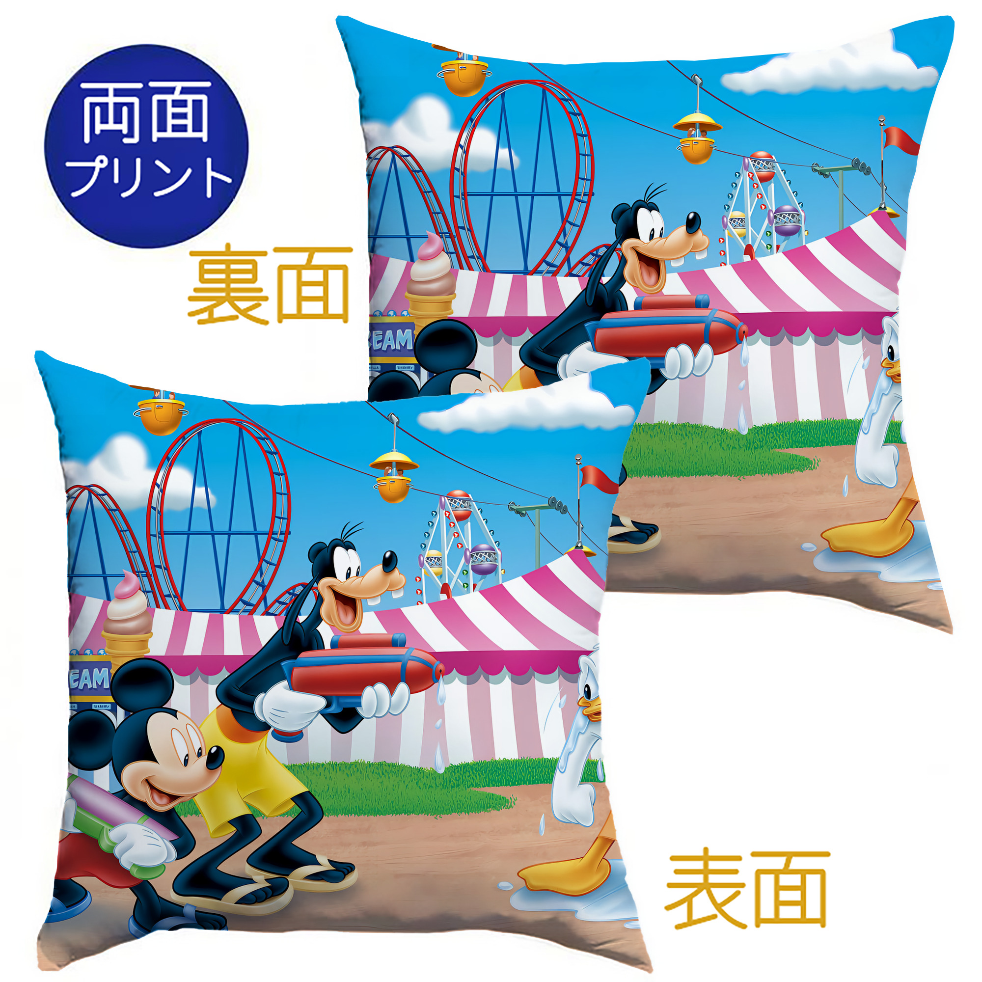 （画像用） ミッキーマウス Mickey Mouse クッションカバー＆本体セット（ポリエステル素材）