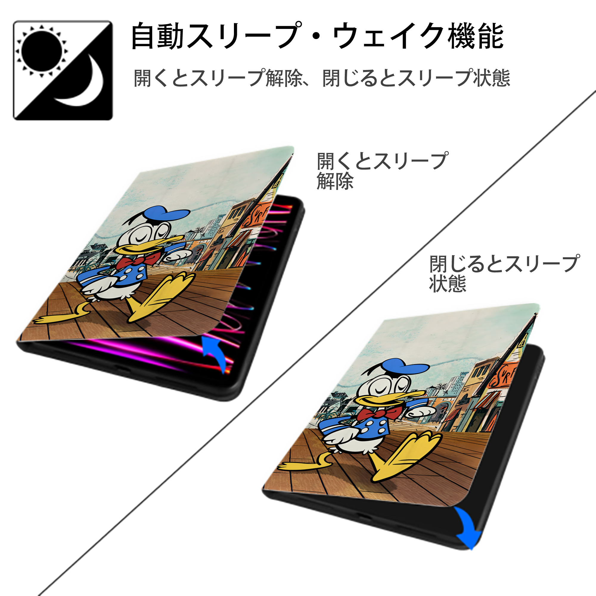 ミッキーマウス Mickey Mouse IPad ケース ブック型 PUレザー TPU 耐衝撃 軽量 薄型 ペン収納なし 全面保護 IPad 各モデル対応