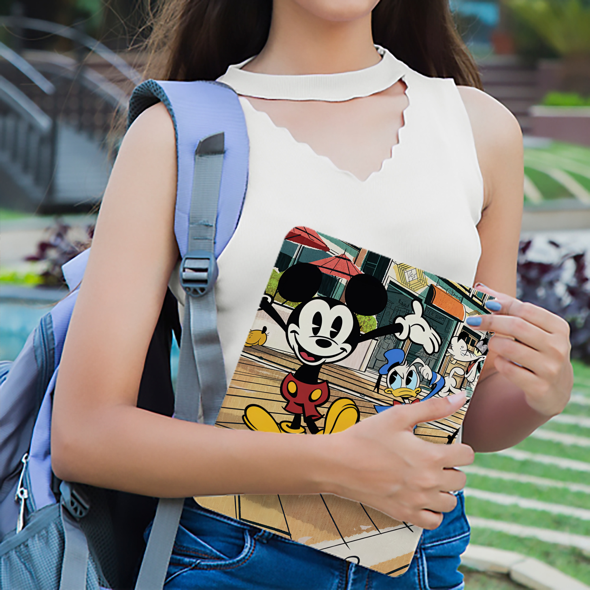 ミッキーマウス Mickey Mouse IPad ケース ブック型 PUレザー TPU 耐衝撃 軽量 薄型 ペン収納なし 全面保護 IPad 各モデル対応