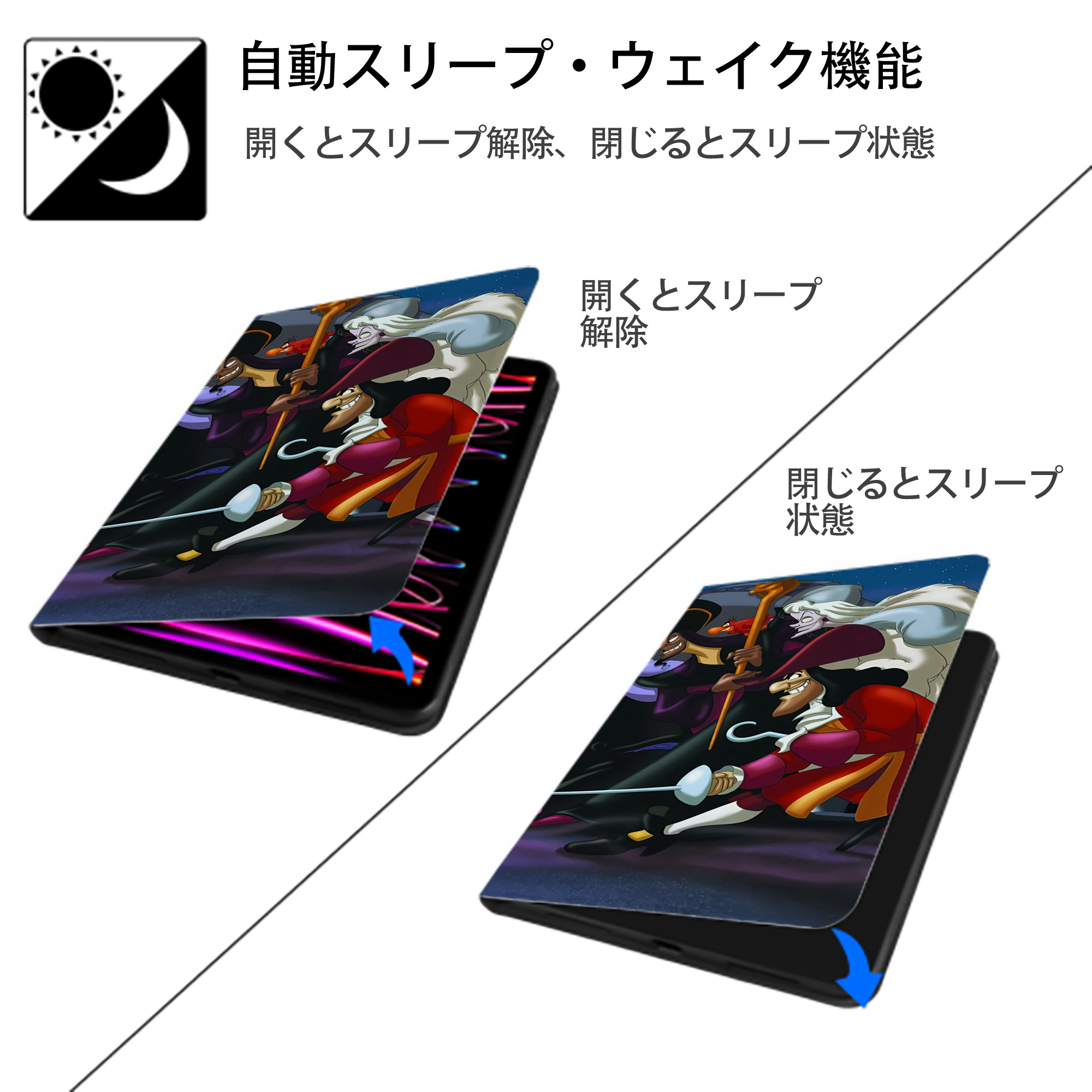 ミッキーマウス Mickey Mouse IPad ケース ブック型 PUレザー TPU 耐衝撃 軽量 薄型 ペン収納なし 全面保護 IPad 各モデル対応