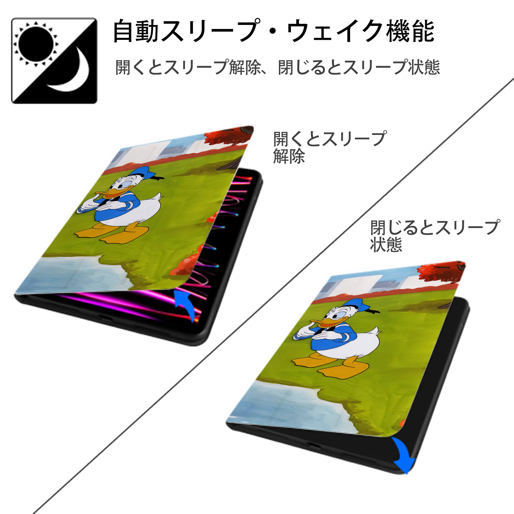 ミッキーマウス Mickey Mouse IPad ケース ブック型 PUレザー TPU 耐衝撃 軽量 薄型 ペン収納なし 全面保護 IPad 各モデル対応