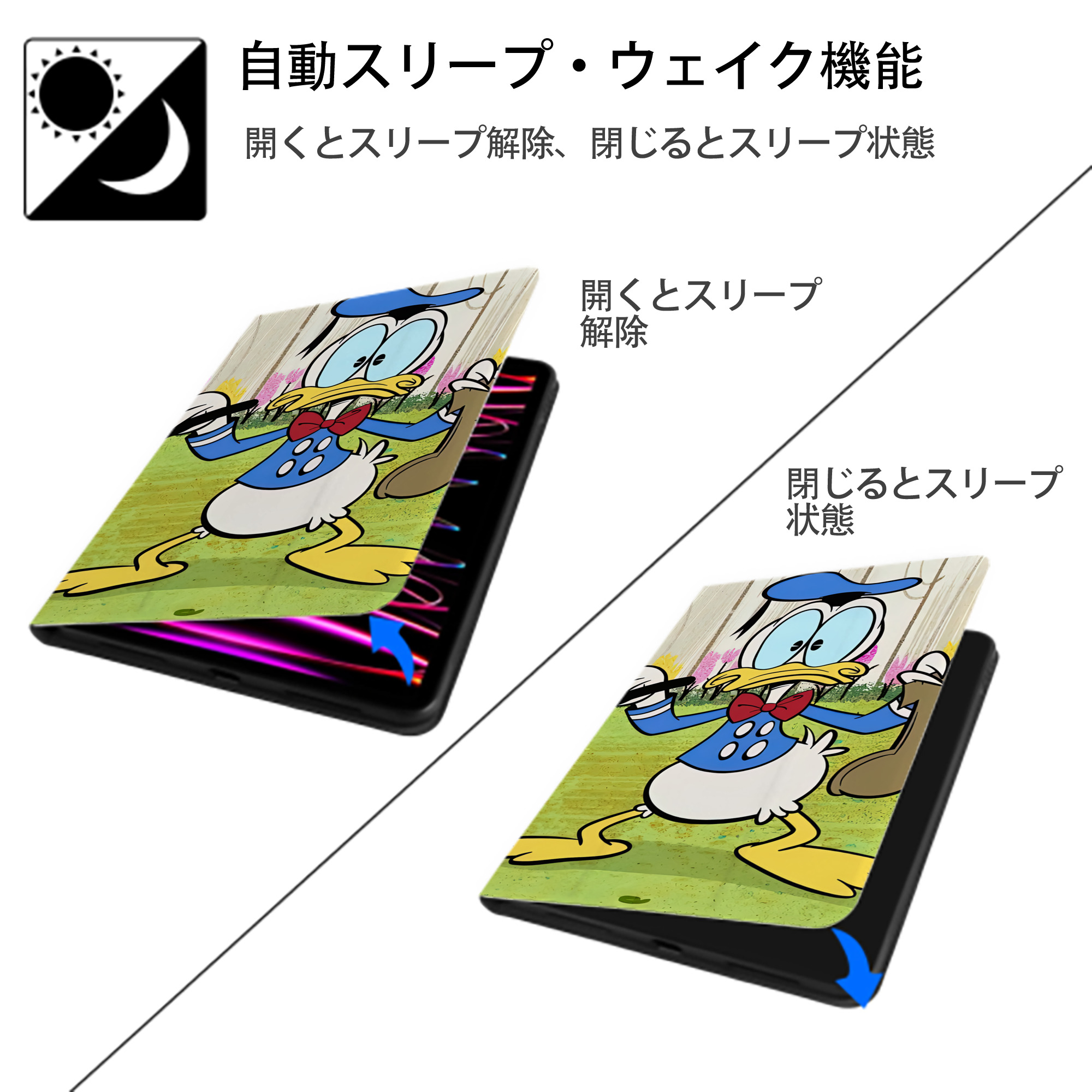 ミッキーマウス Mickey Mouse IPad ケース ブック型 PUレザー TPU 耐衝撃 軽量 薄型 ペン収納なし 全面保護 IPad 各モデル対応