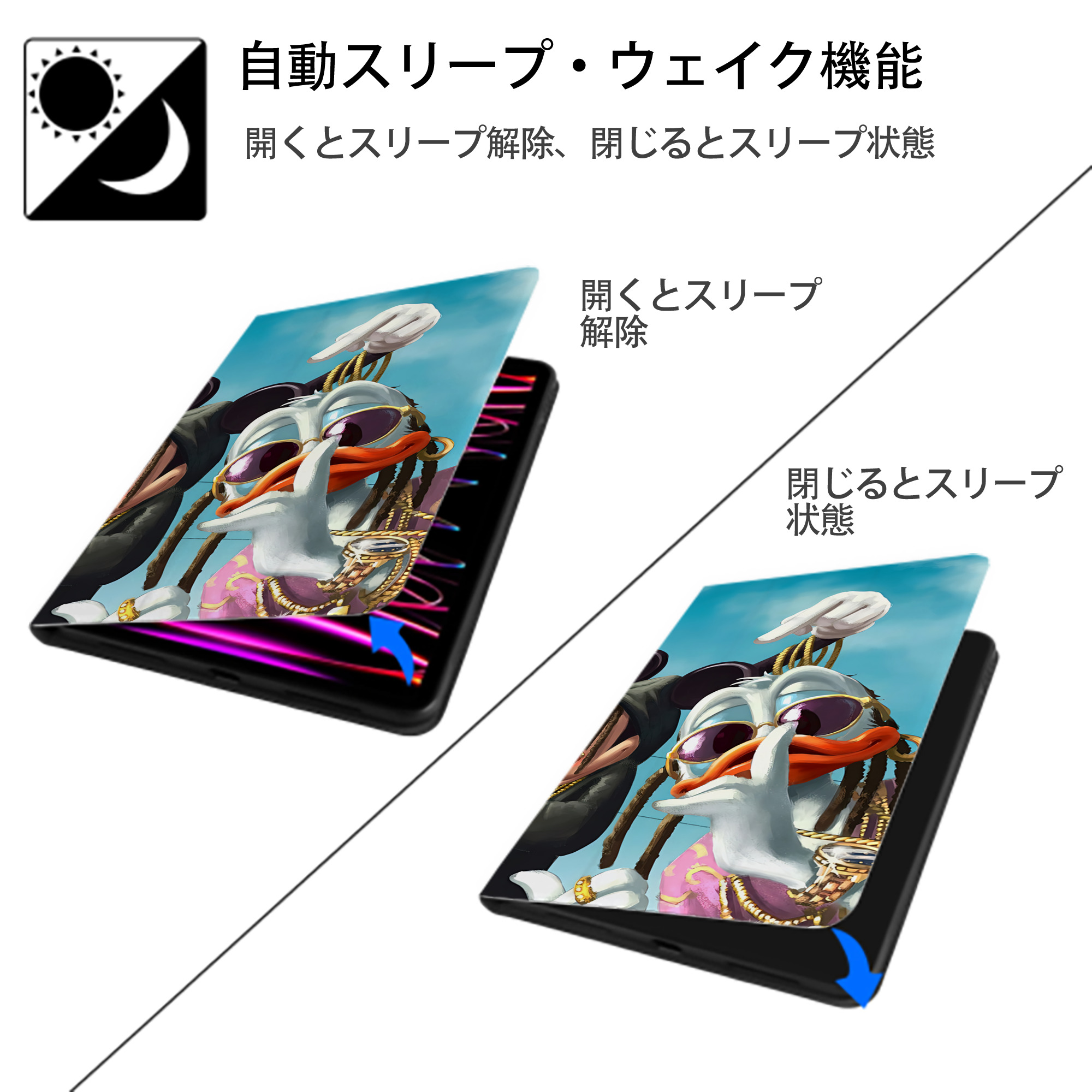 ミッキーマウス Mickey Mouse IPad ケース ブック型 PUレザー TPU 耐衝撃 軽量 薄型 ペン収納なし 全面保護 IPad 各モデル対応