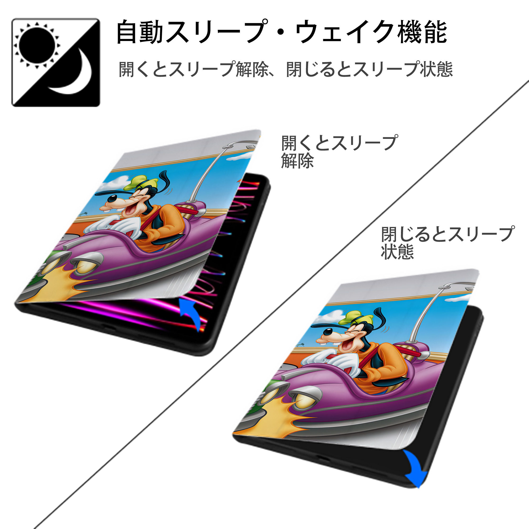 ミッキーマウス Mickey Mouse IPad ケース ブック型 PUレザー TPU 耐衝撃 軽量 薄型 ペン収納なし 全面保護 IPad 各モデル対応