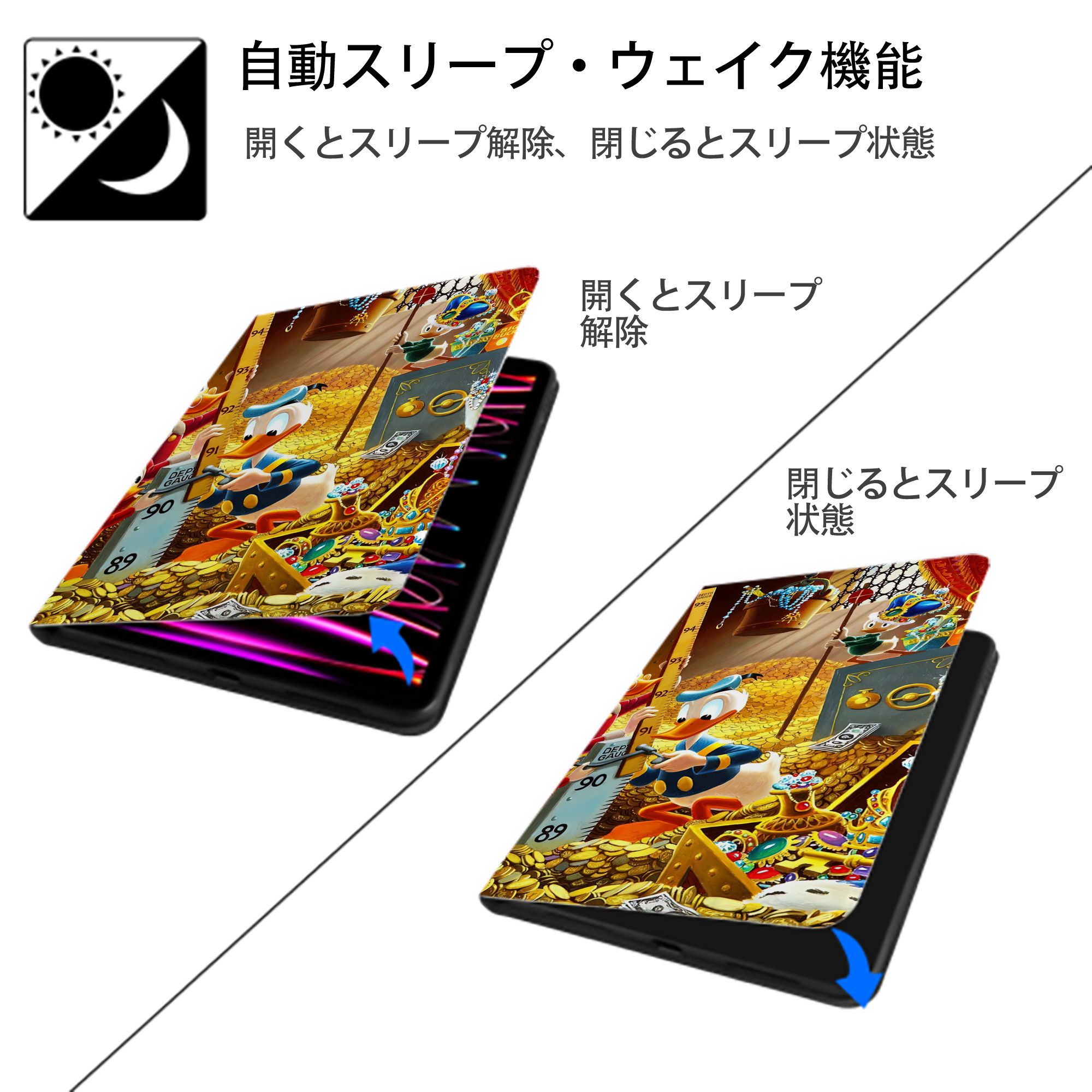 ミッキーマウス Mickey Mouse IPadケース ペンホルダー付き ブックスタイルデザイン
