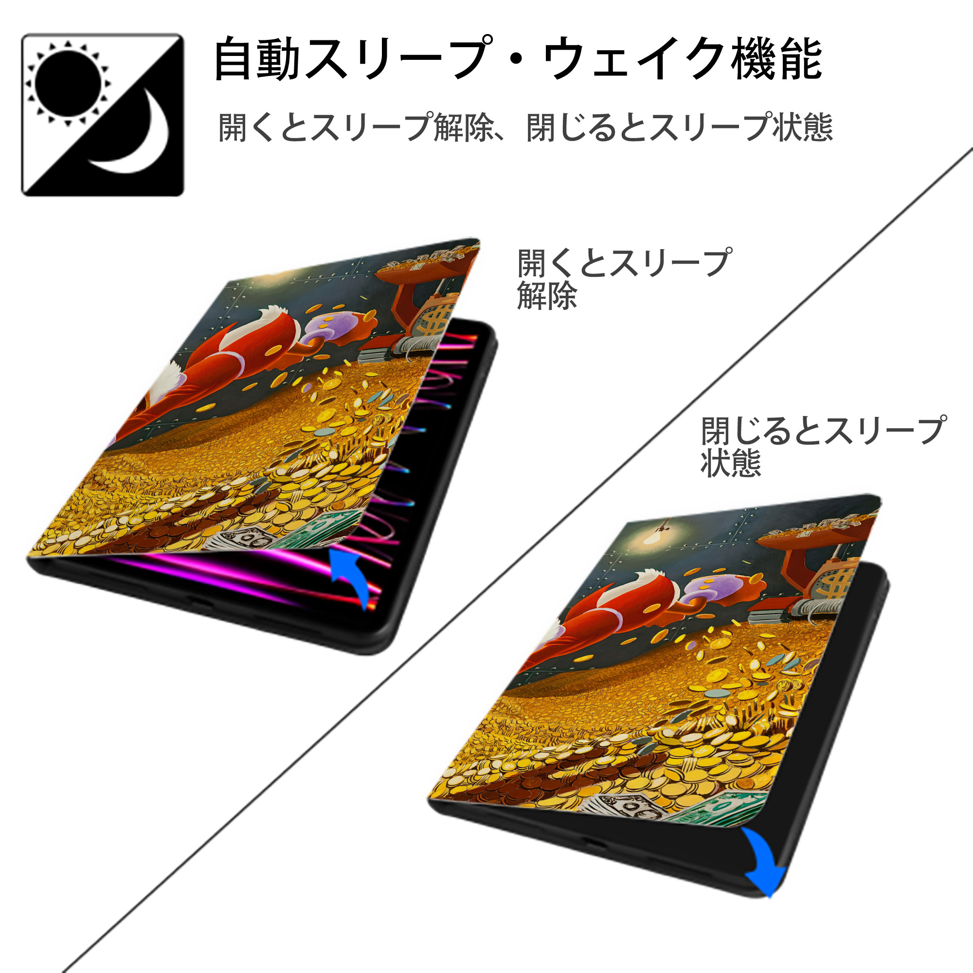 ミッキーマウス Mickey Mouse IPadケース ペンホルダー付き ブックスタイルデザイン