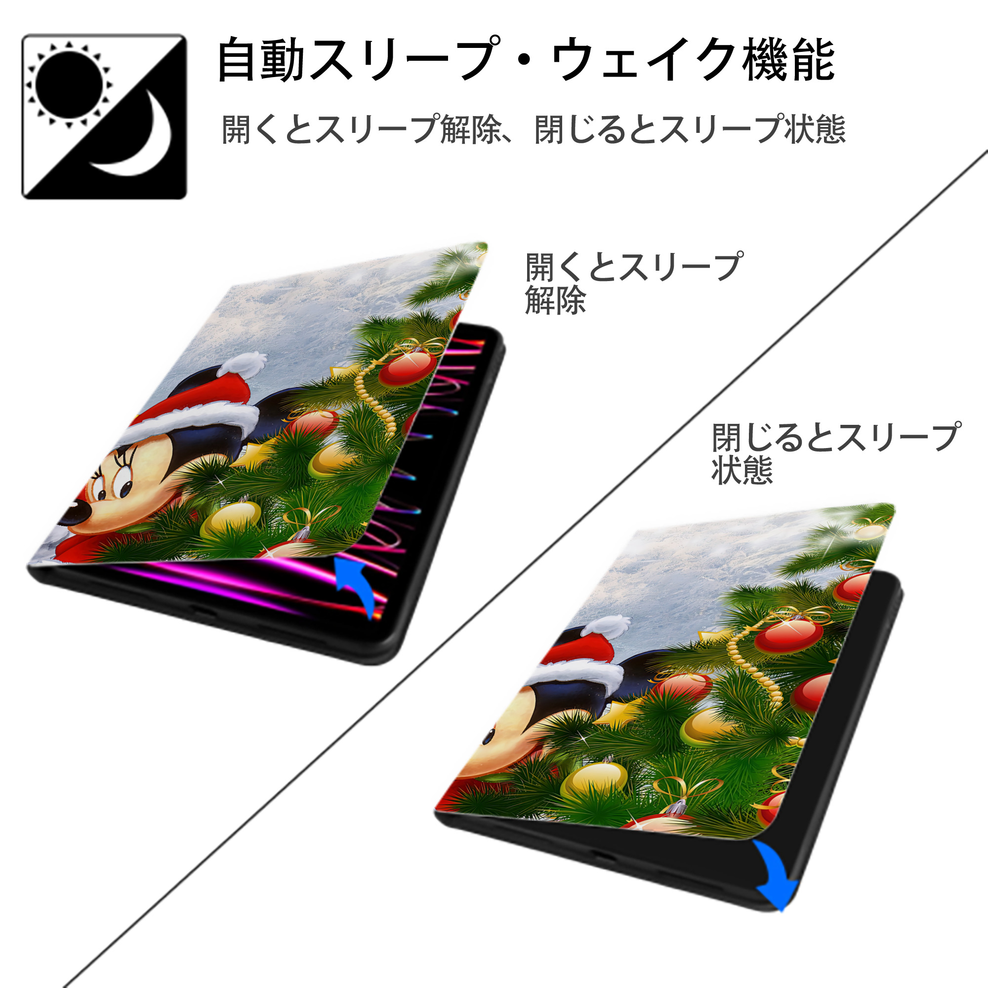 ミッキーマウス Mickey Mouse IPadケース ペンホルダー付き ブックスタイルデザイン