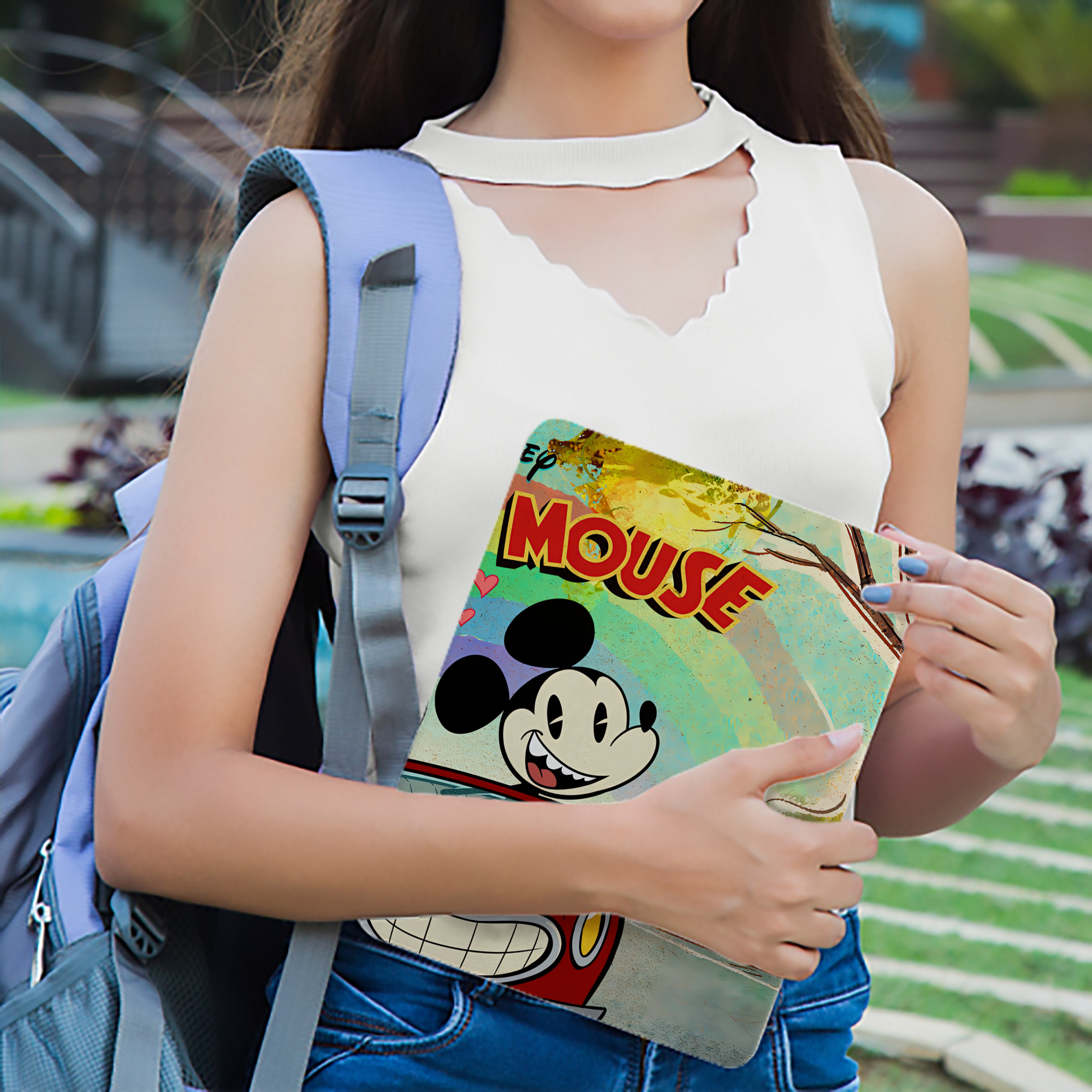 ミッキーマウス Mickey Mouse IPadケース ペンホルダー付き ブックスタイルデザイン