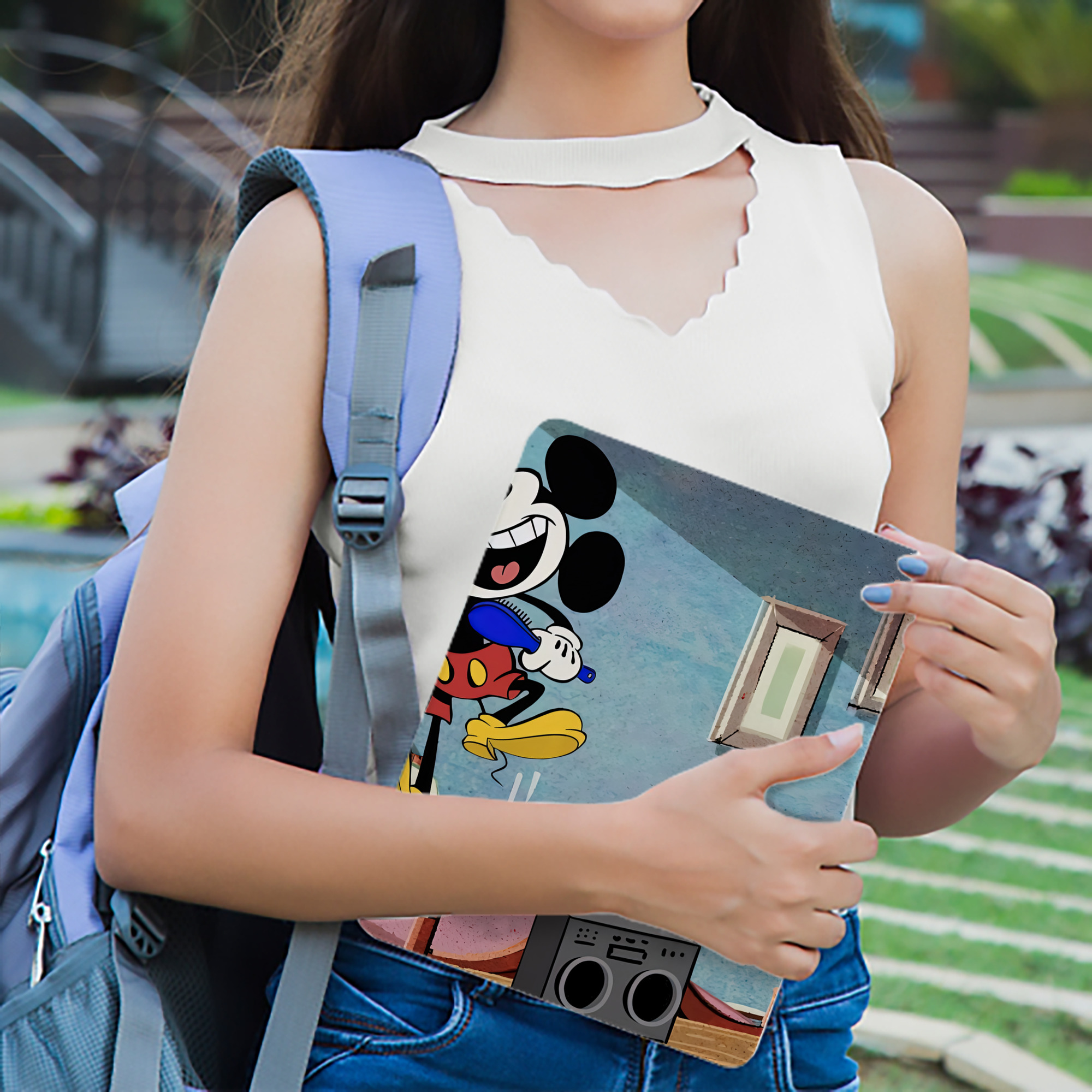 ミッキーマウス Mickey Mouse IPadケース ペンホルダー付き ブックスタイルデザイン