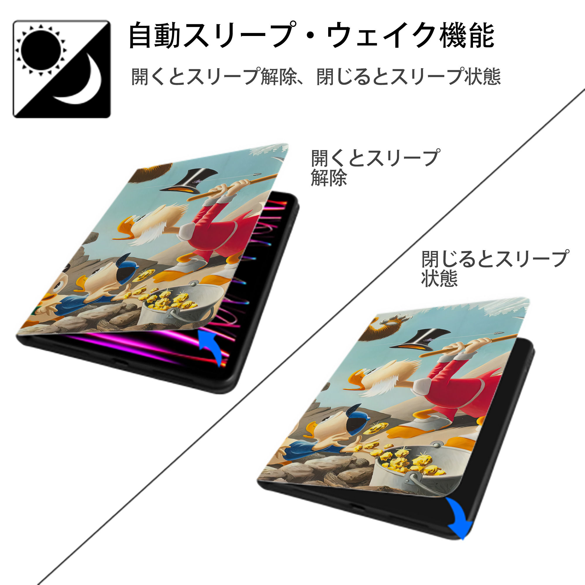 ミッキーマウス Mickey Mouse IPadケース ペンホルダー付き ブックスタイルデザイン
