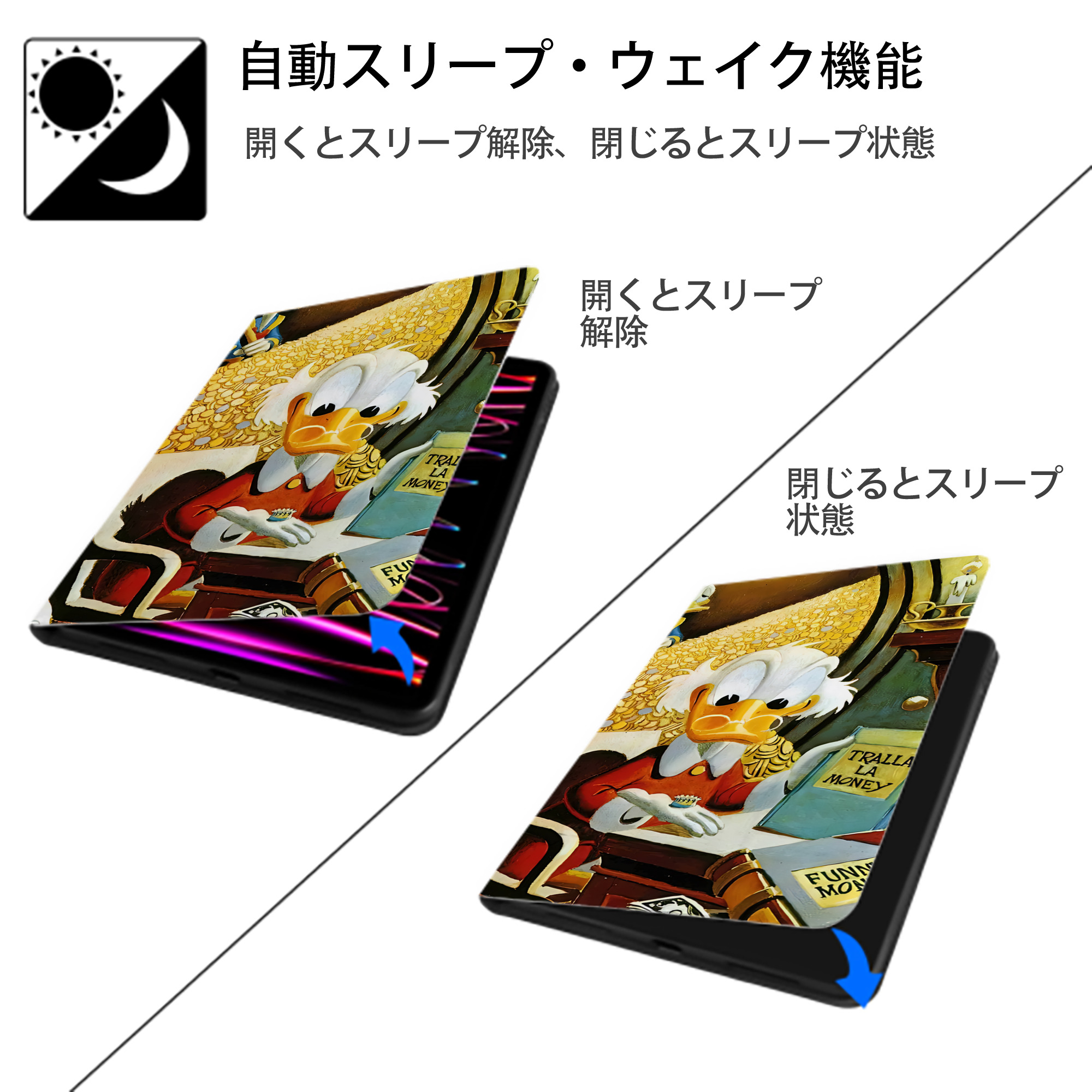 ミッキーマウス Mickey Mouse IPadケース ペンホルダー付き ブックスタイルデザイン