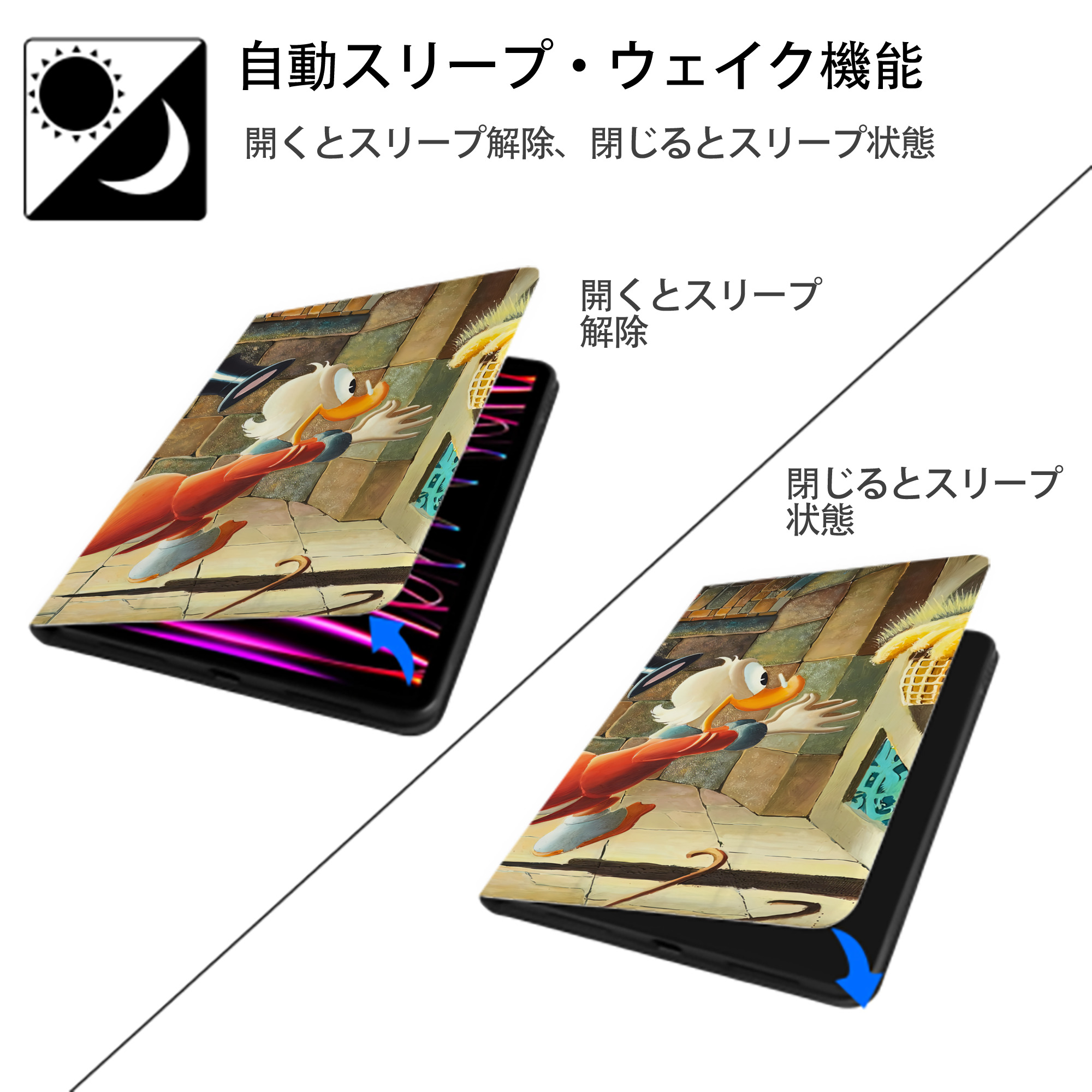 ミッキーマウス Mickey Mouse IPadケース ペンホルダー付き ブックスタイルデザイン