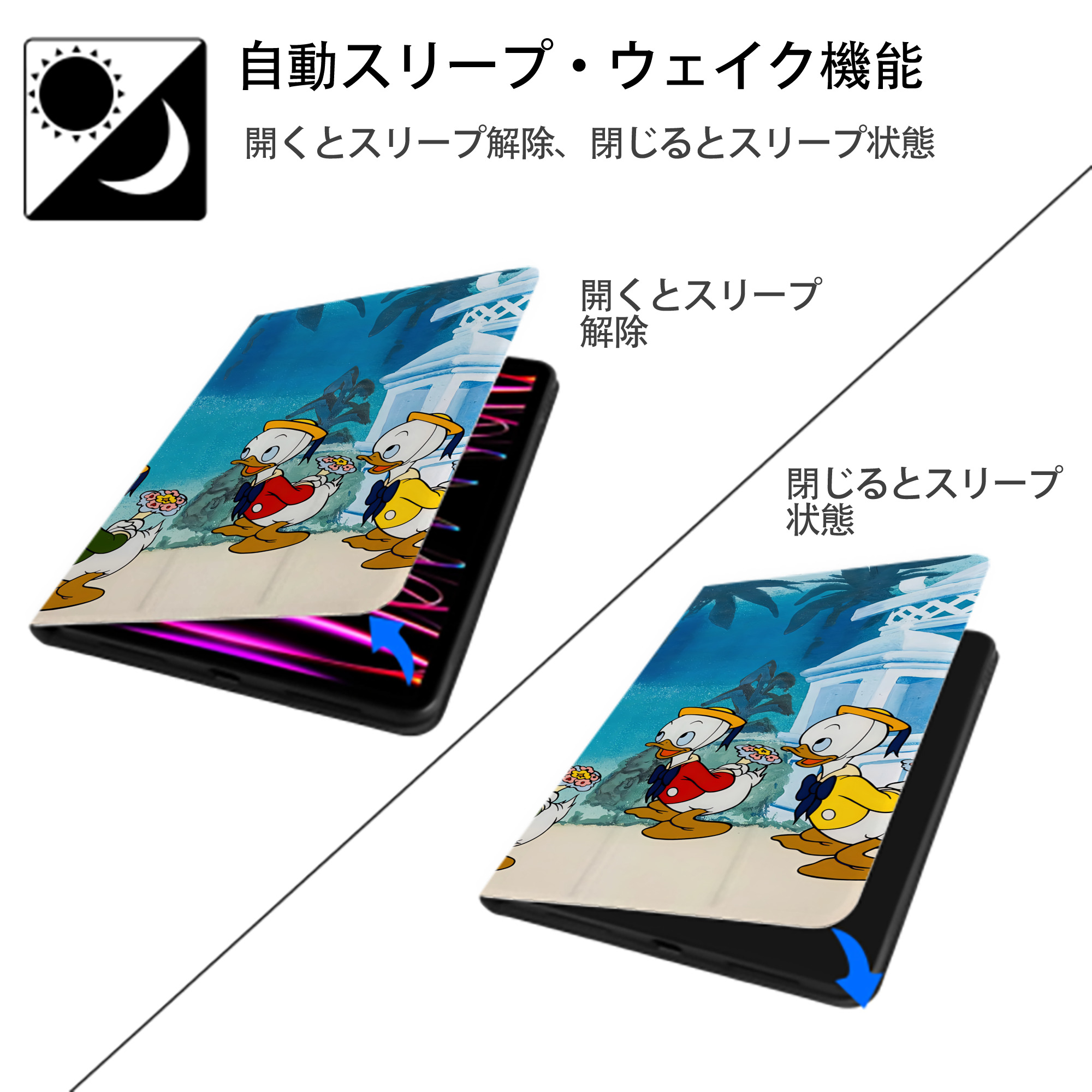 ミッキーマウス Mickey Mouse IPadケース ペンホルダー付き ブックスタイルデザイン