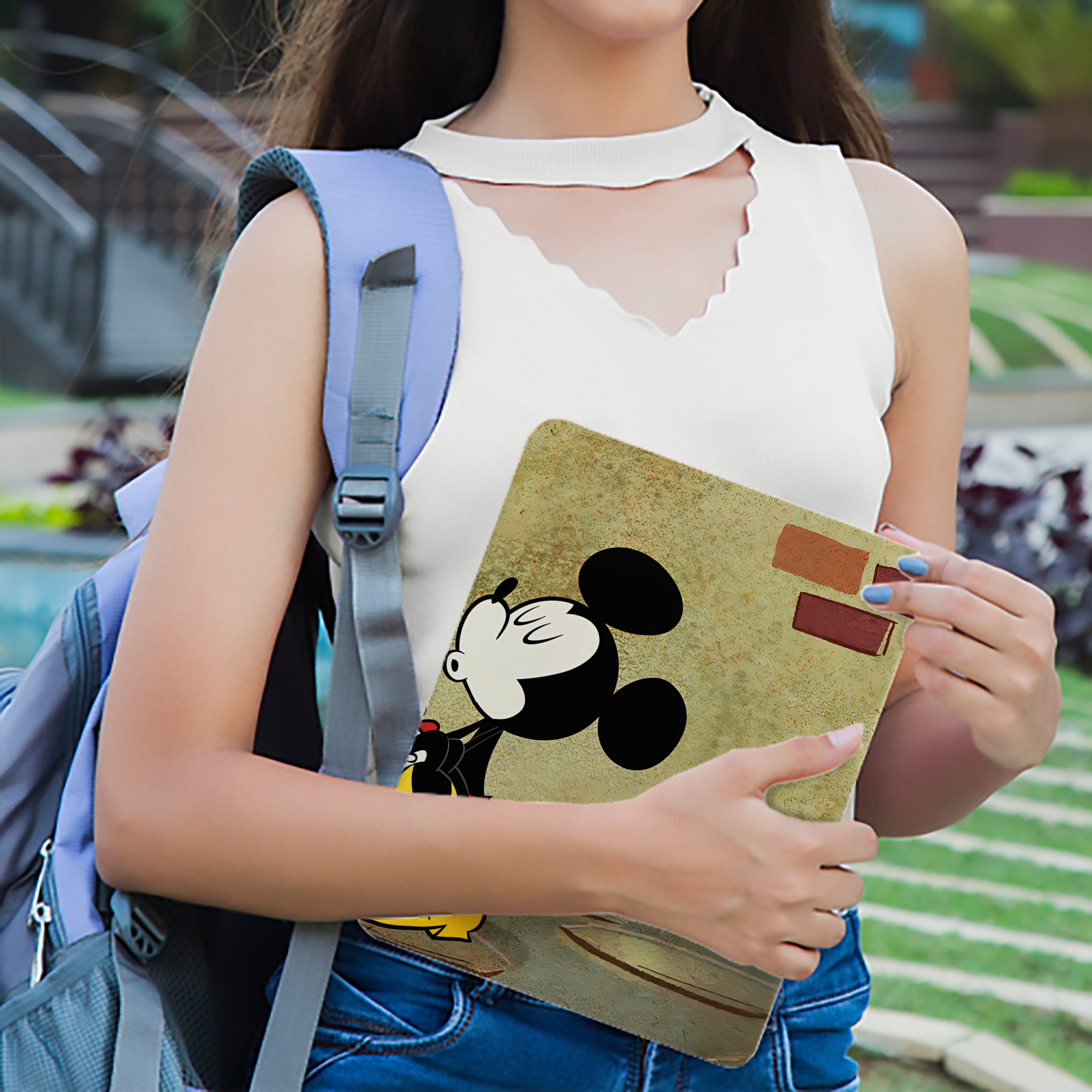 ミッキーマウス Mickey Mouse IPadケース ペンホルダー付き ブックスタイルデザイン