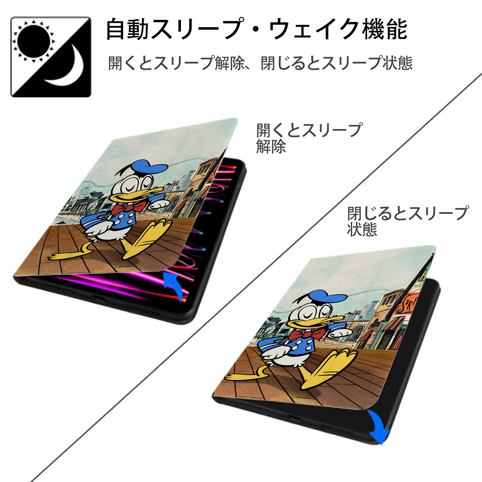 ミッキーマウス Mickey Mouse IPadケース ペンホルダー付き ブックスタイルデザイン