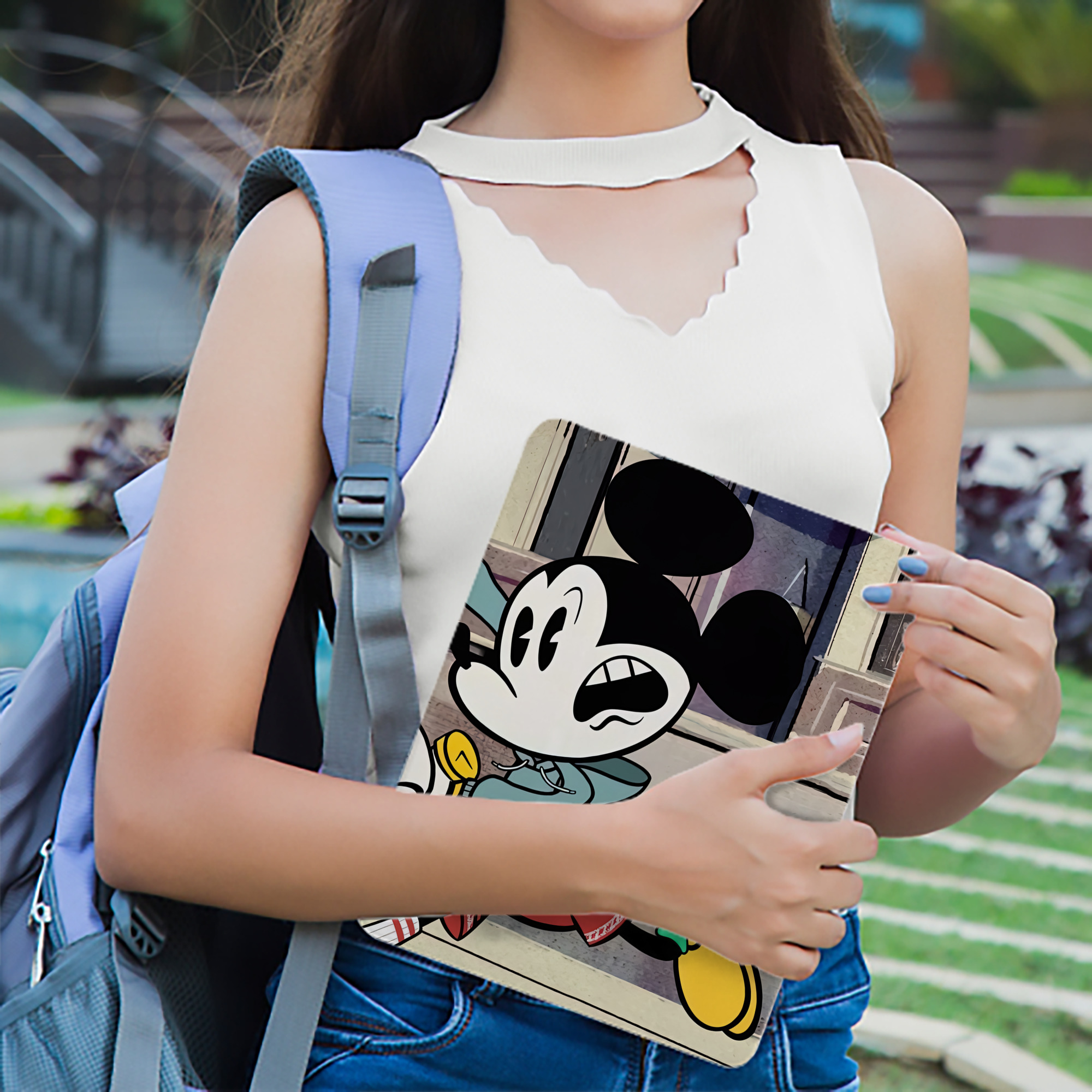 ミッキーマウス Mickey Mouse IPadケース ペンホルダー付き ブックスタイルデザイン