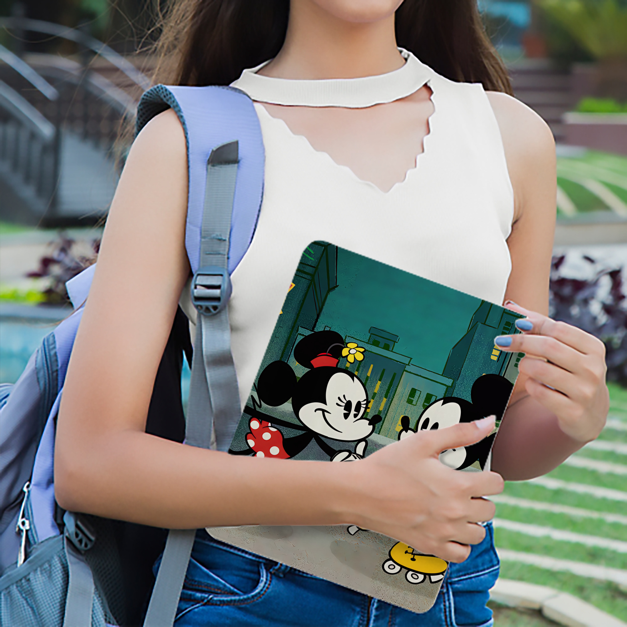 ミッキーマウス Mickey Mouse IPadケース ペンホルダー付き ブックスタイルデザイン