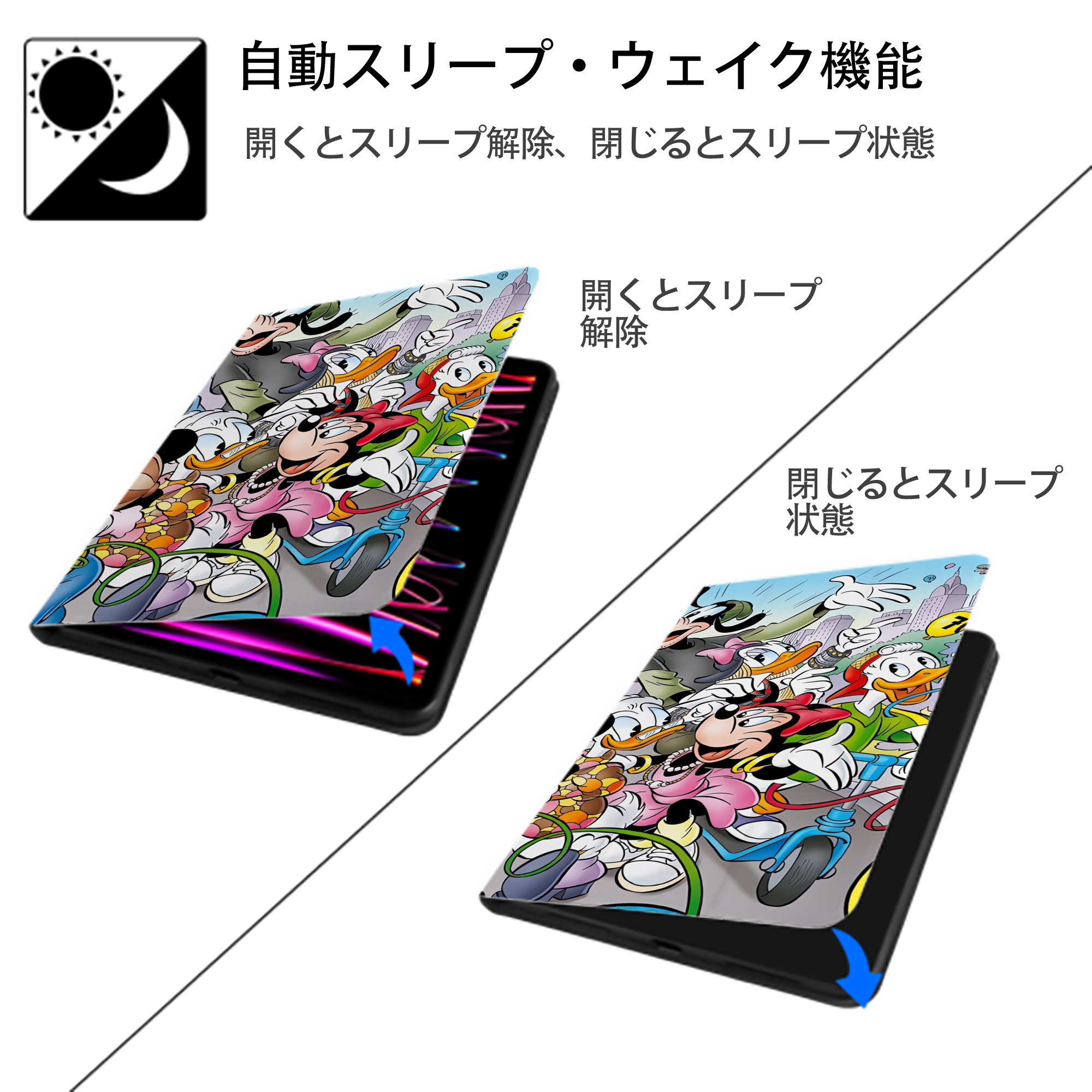 ミッキーマウス Mickey Mouse IPadケース ペンホルダー付き ブックスタイルデザイン