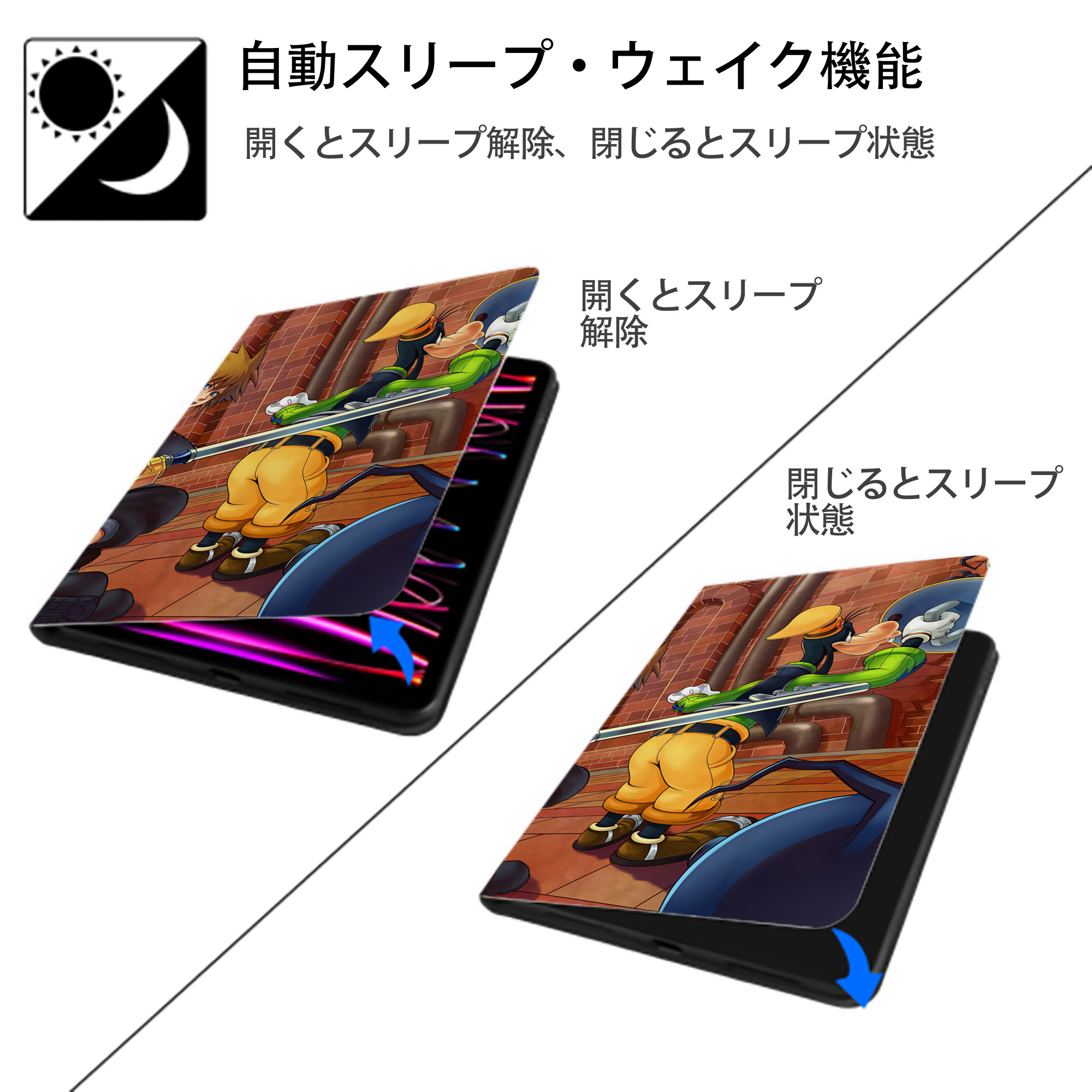 ミッキーマウス Mickey Mouse IPadケース ペンホルダー付き ブックスタイルデザイン