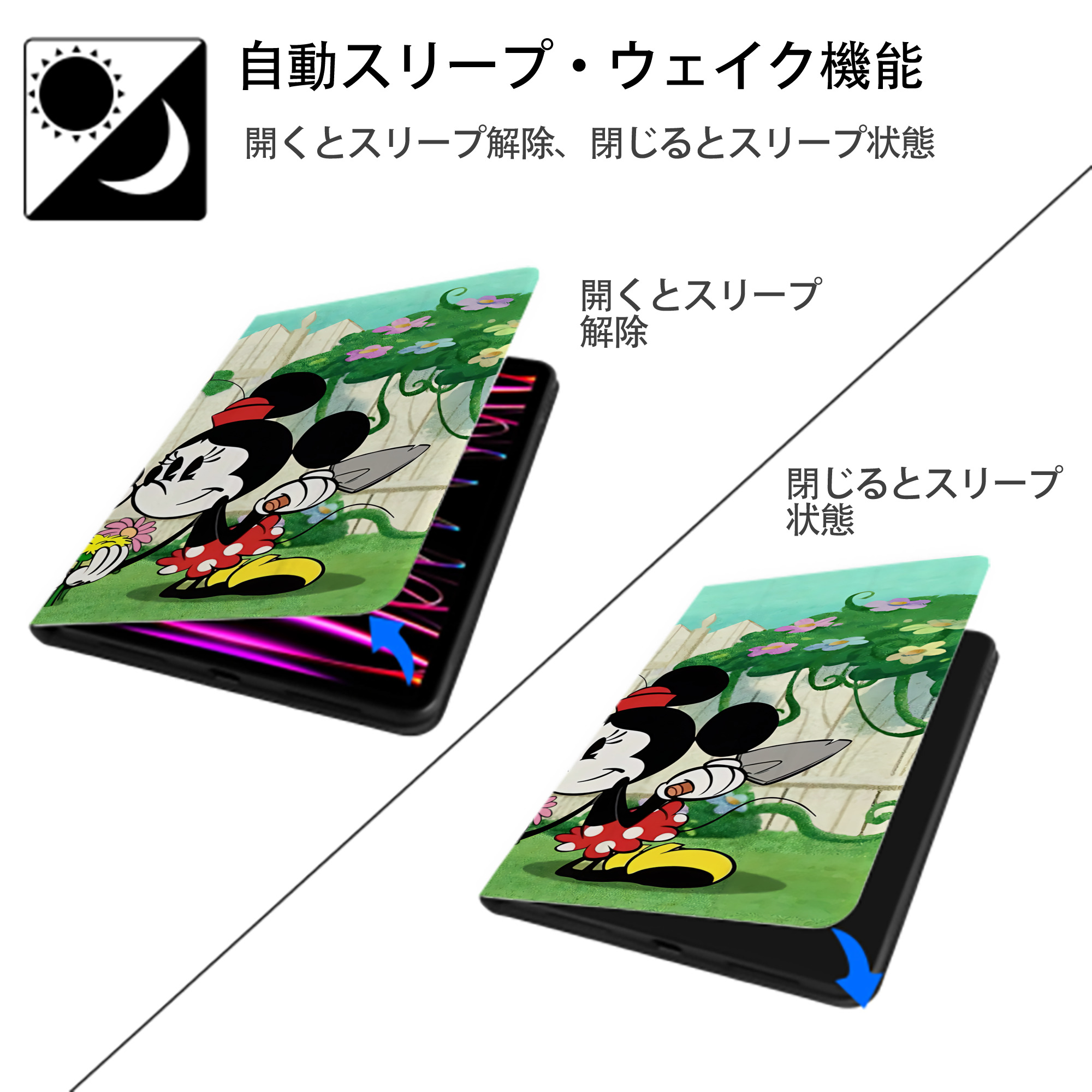 ミッキーマウス Mickey Mouse IPadケース ペンホルダー付き ブックスタイルデザイン