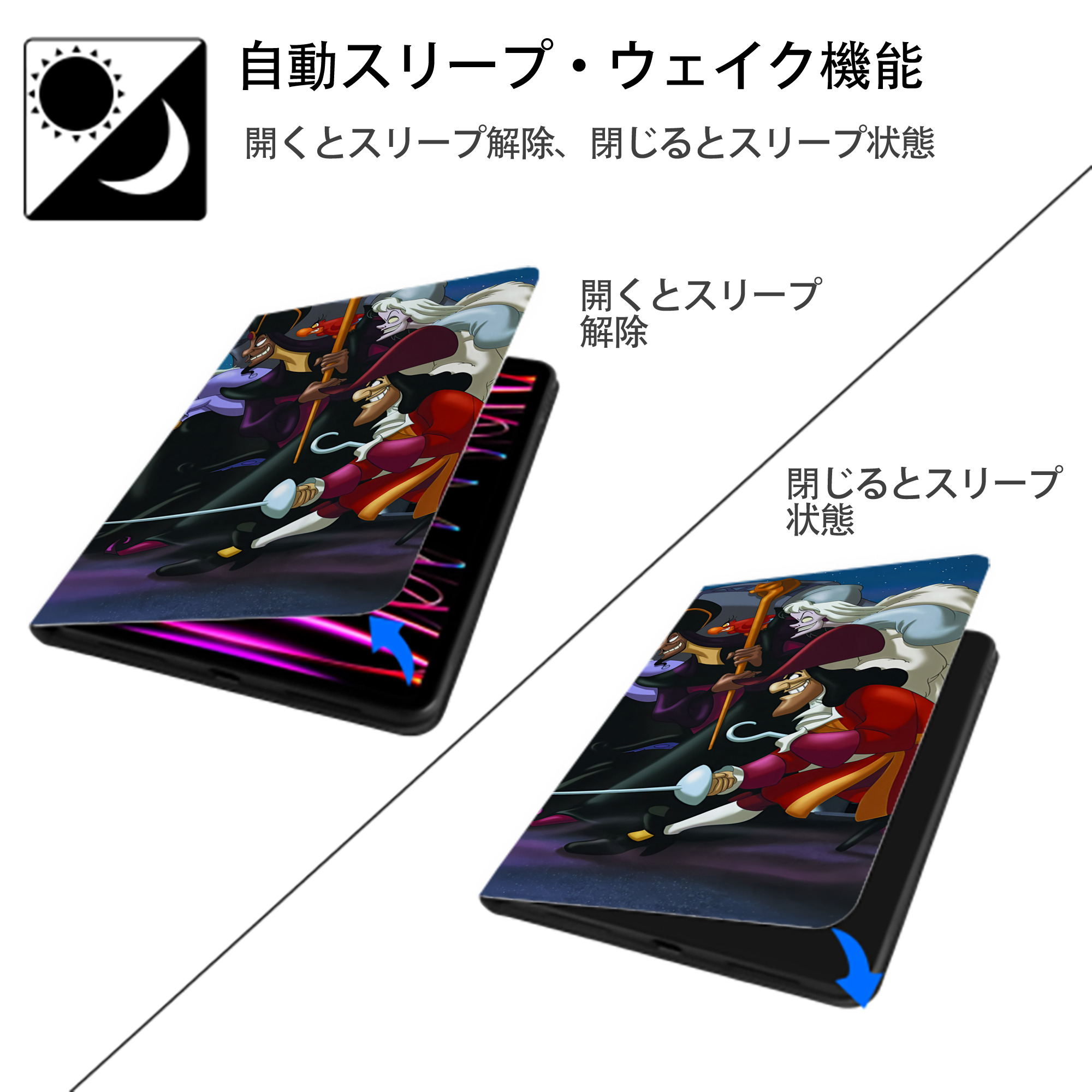ミッキーマウス Mickey Mouse IPadケース ペンホルダー付き ブックスタイルデザイン