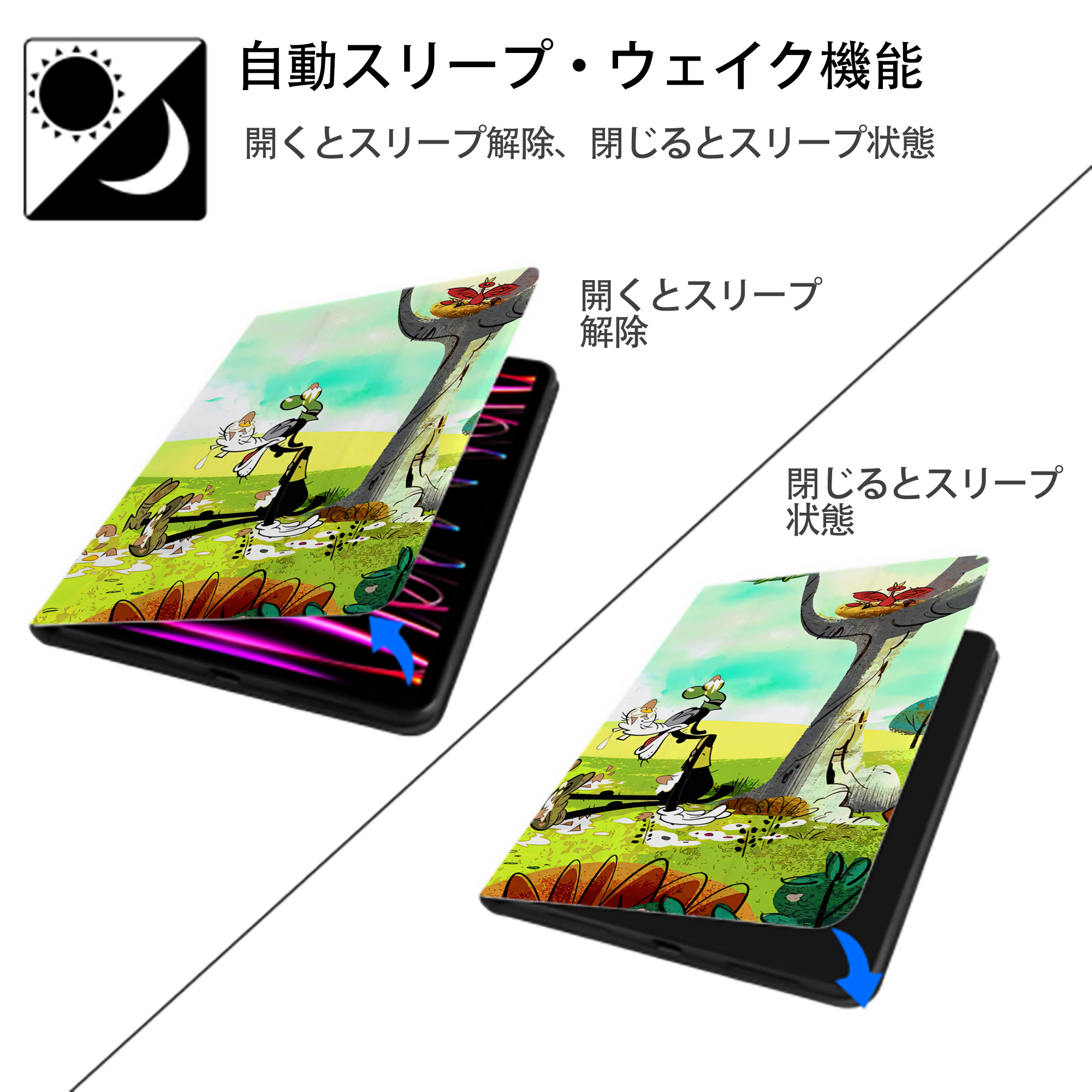 ミッキーマウス Mickey Mouse IPadケース ペンホルダー付き ブックスタイルデザイン