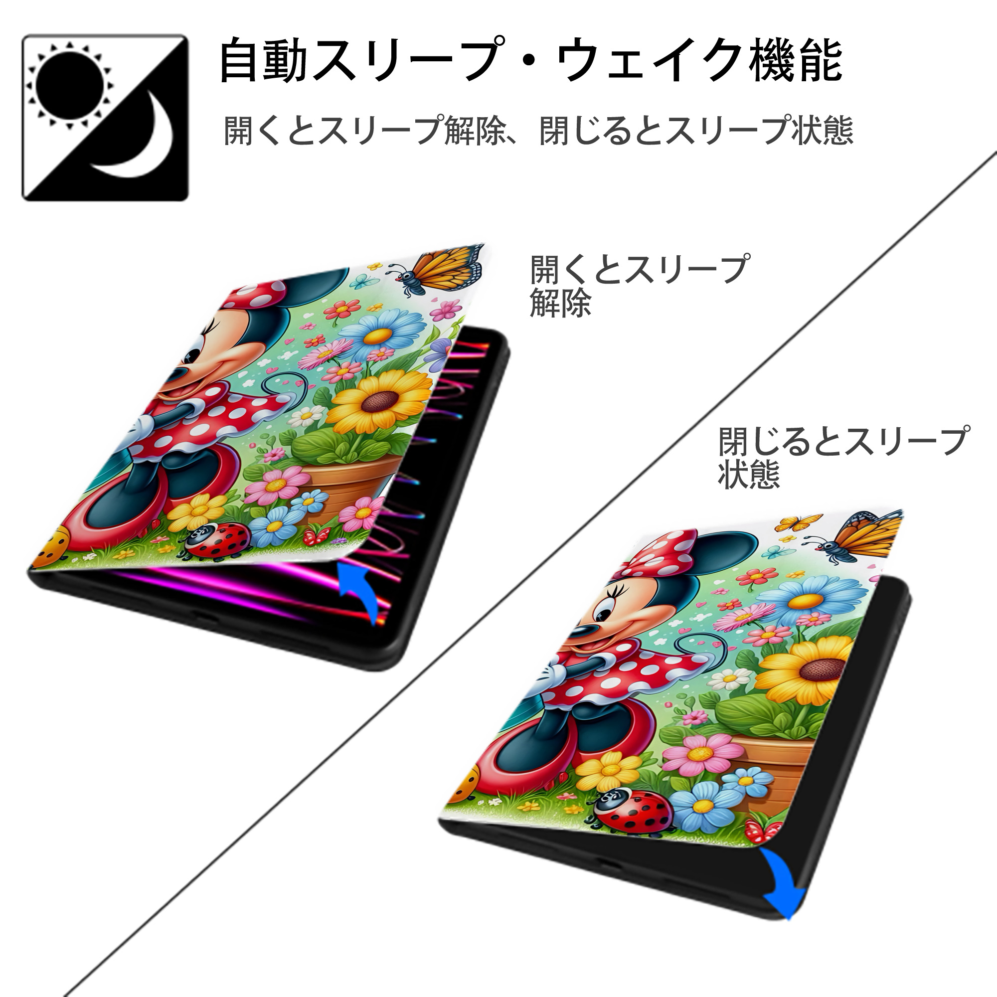 ミッキーマウス Mickey Mouse IPadケース ペンホルダー付き ブックスタイルデザイン