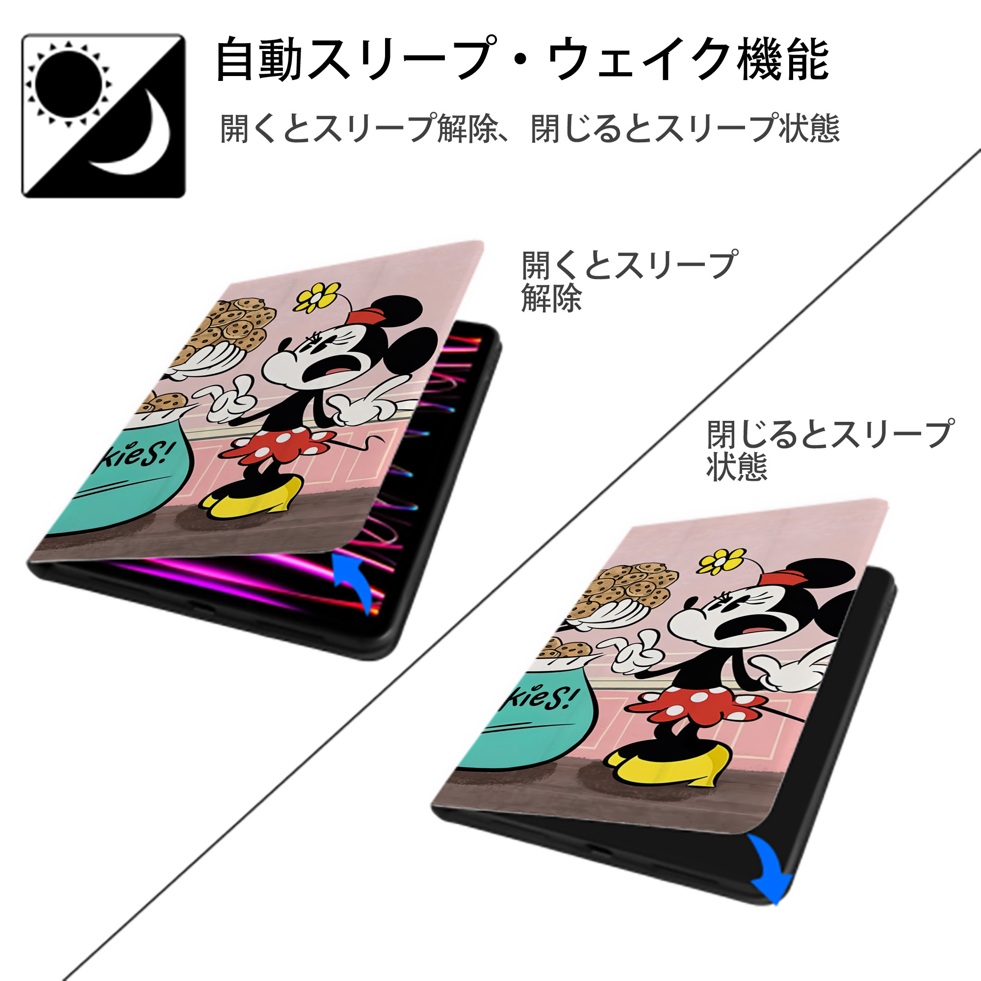 ミッキーマウス Mickey Mouse IPadケース ペンホルダー付き ブックスタイルデザイン