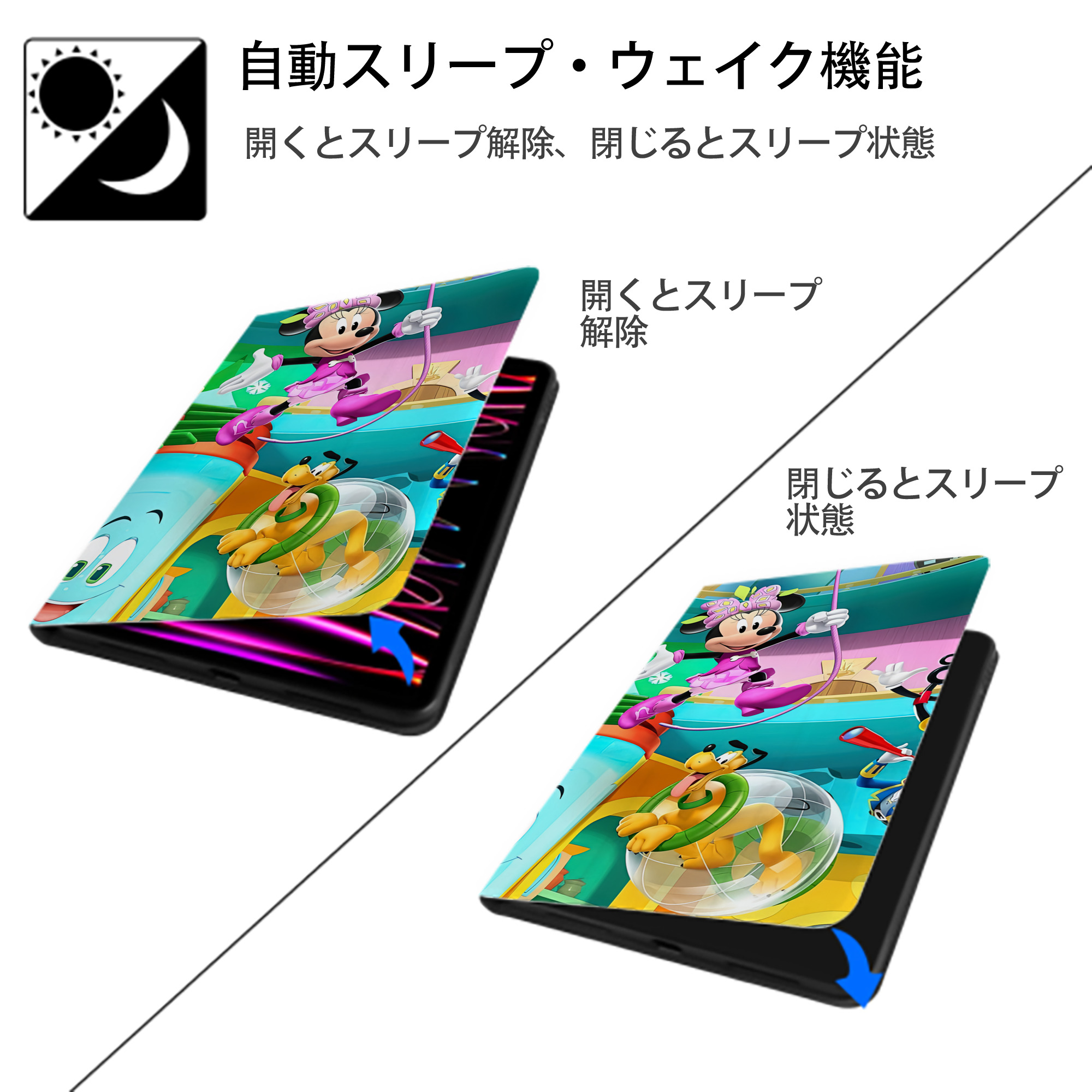 ミッキーマウス Mickey Mouse IPadケース ペンホルダー付き ブックスタイルデザイン